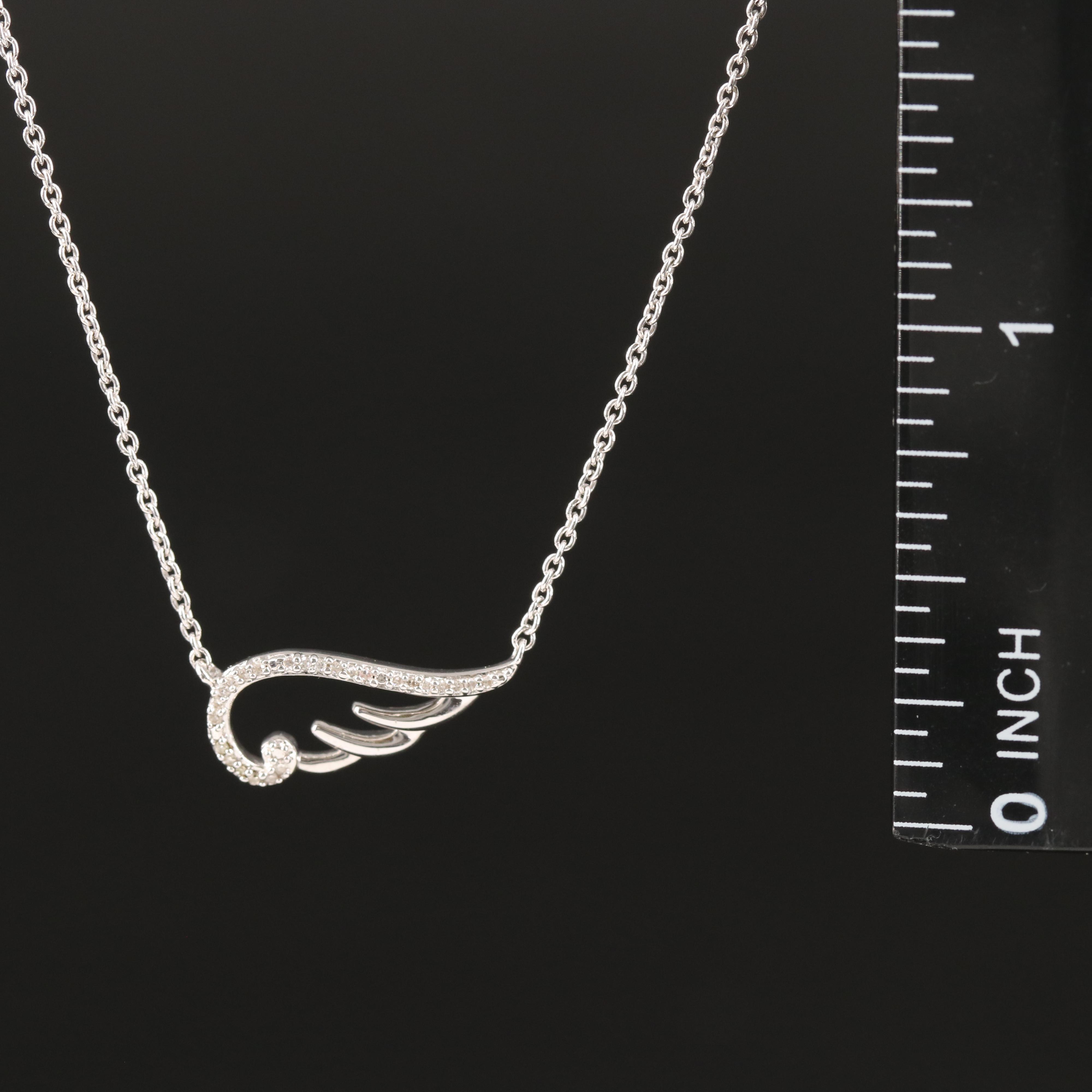 Sterling Diamond Wing Necklace