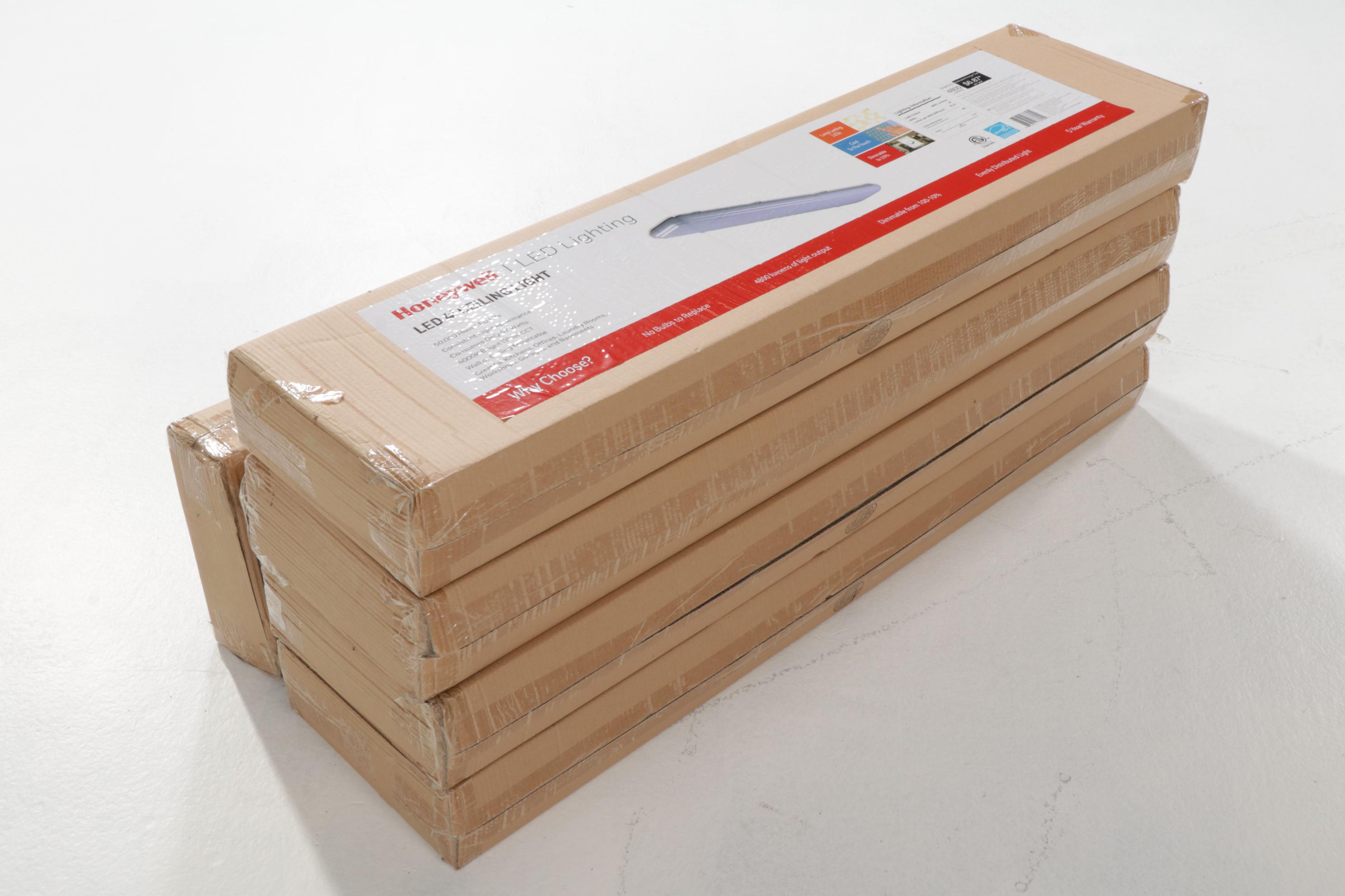 Five Honeywell LED 4-Foot Ceiling Lights, 21st Century