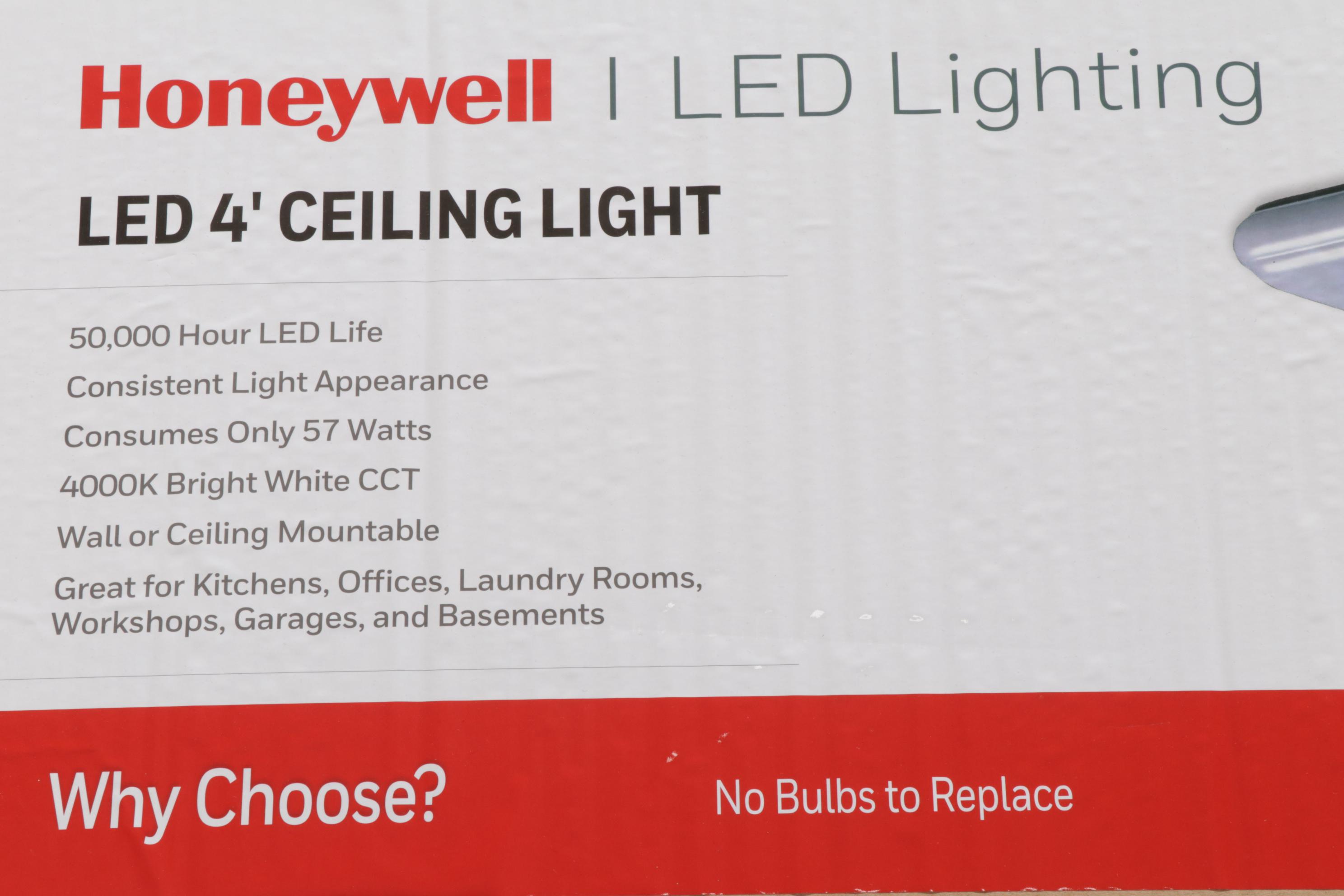 Five Honeywell LED 4-Foot Ceiling Lights, 21st Century