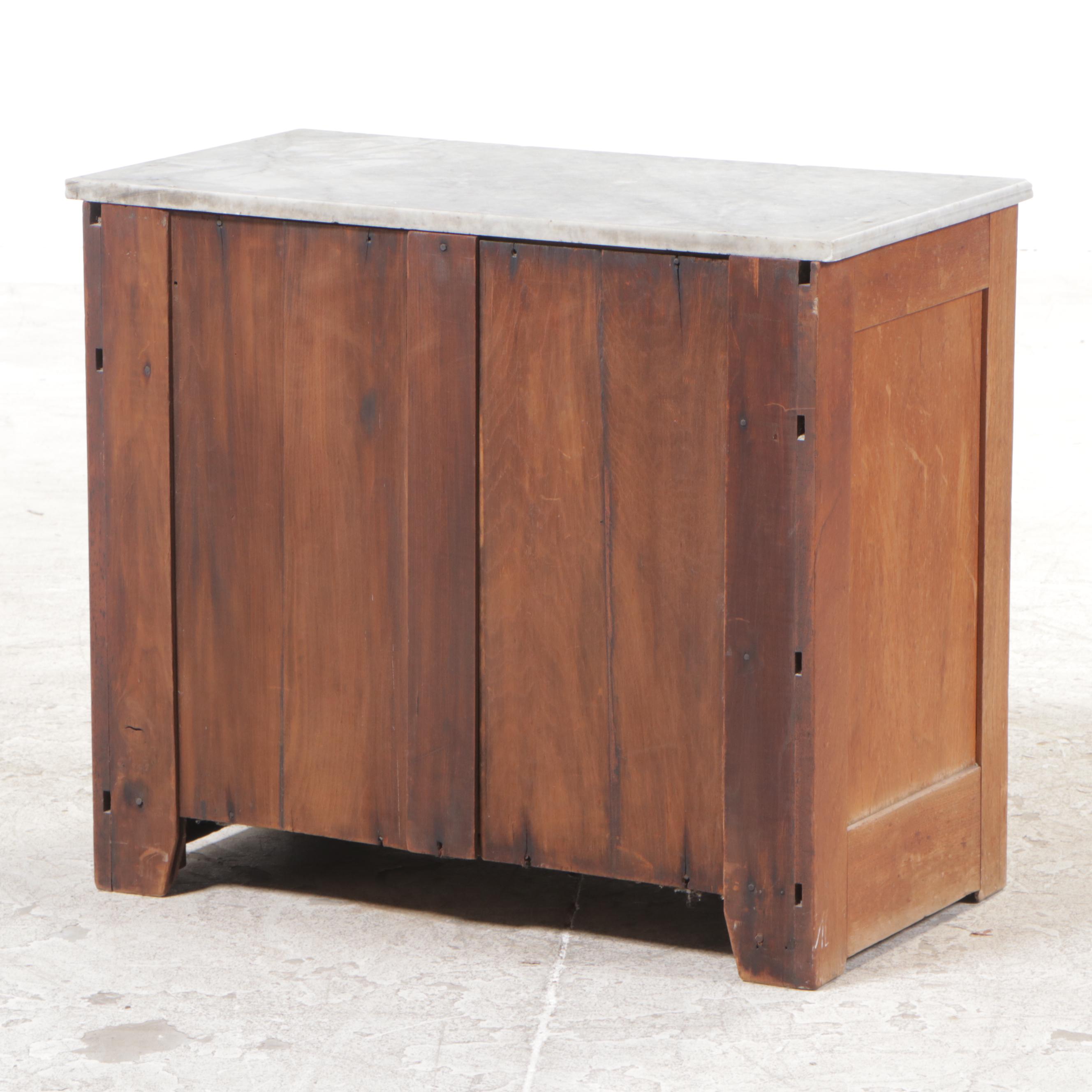 Victorian Walnut, Burl Walnut, and Marble Top Washstand, Late 19th Century