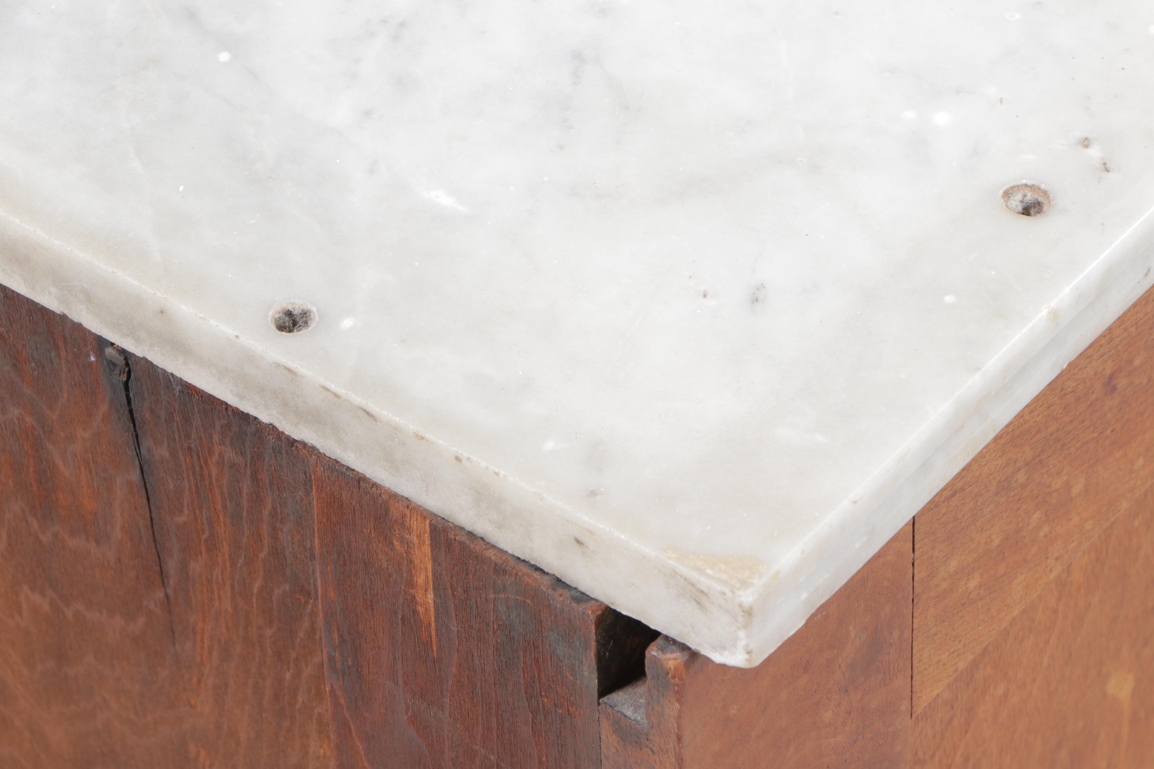 Victorian Walnut, Burl Walnut, and Marble Top Washstand, Late 19th Century
