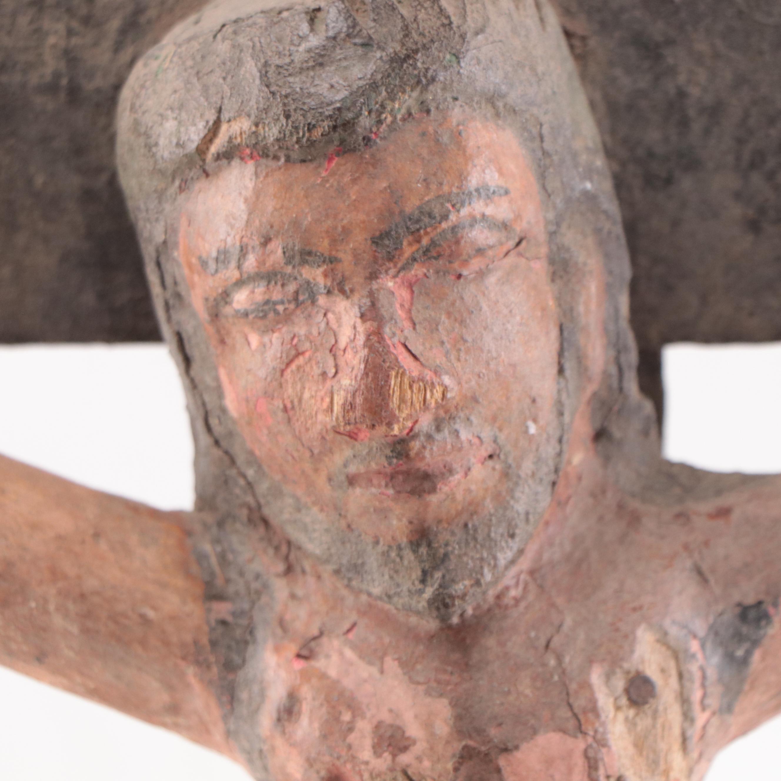 Indian Carved Wooden Crucifix, Early 20th Century