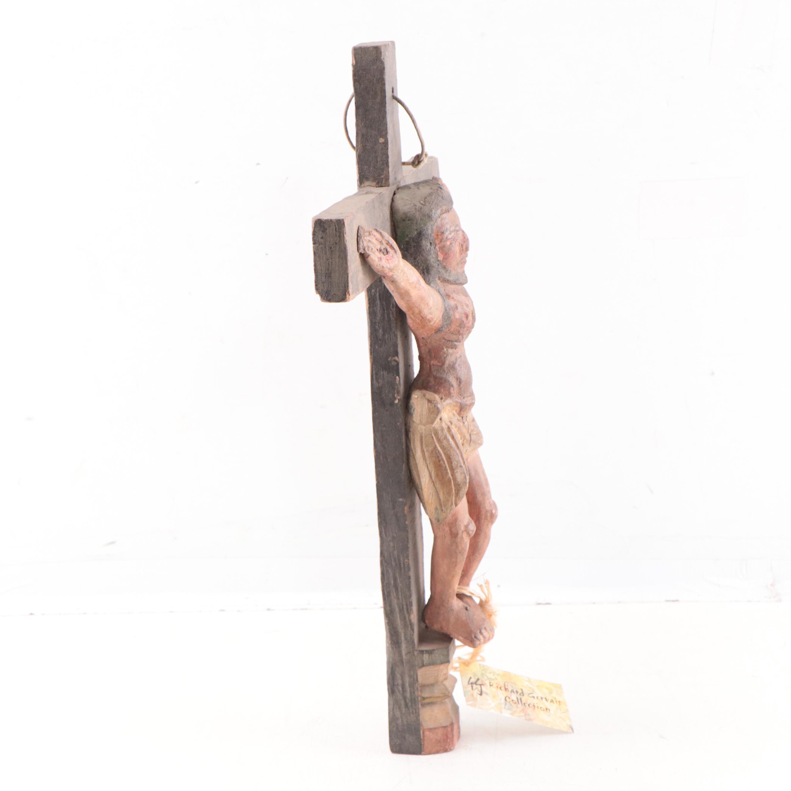 Indian Carved Wooden Crucifix, Early 20th Century