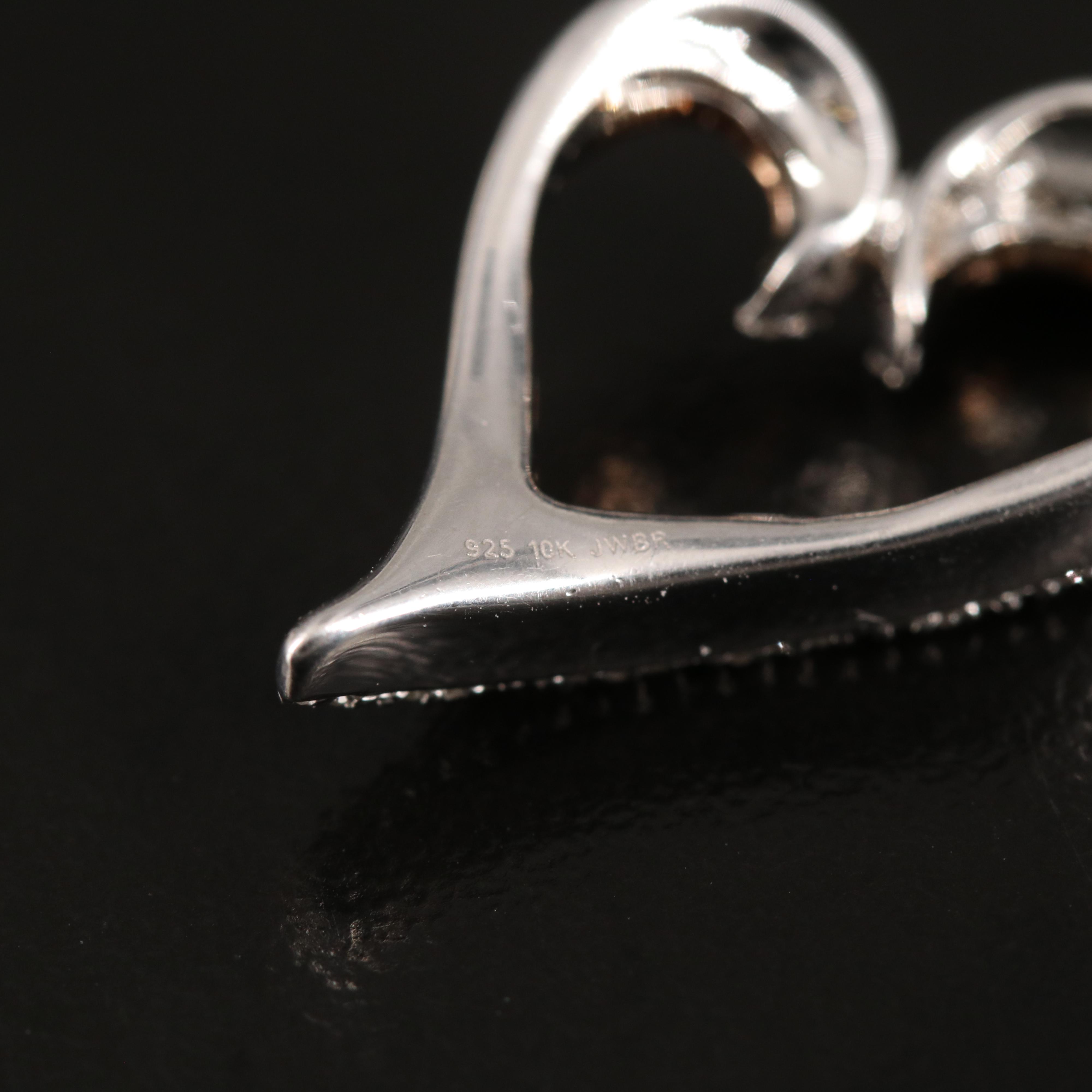 Sterling Diamond Heart Necklace with 10K Rose Gold Accents