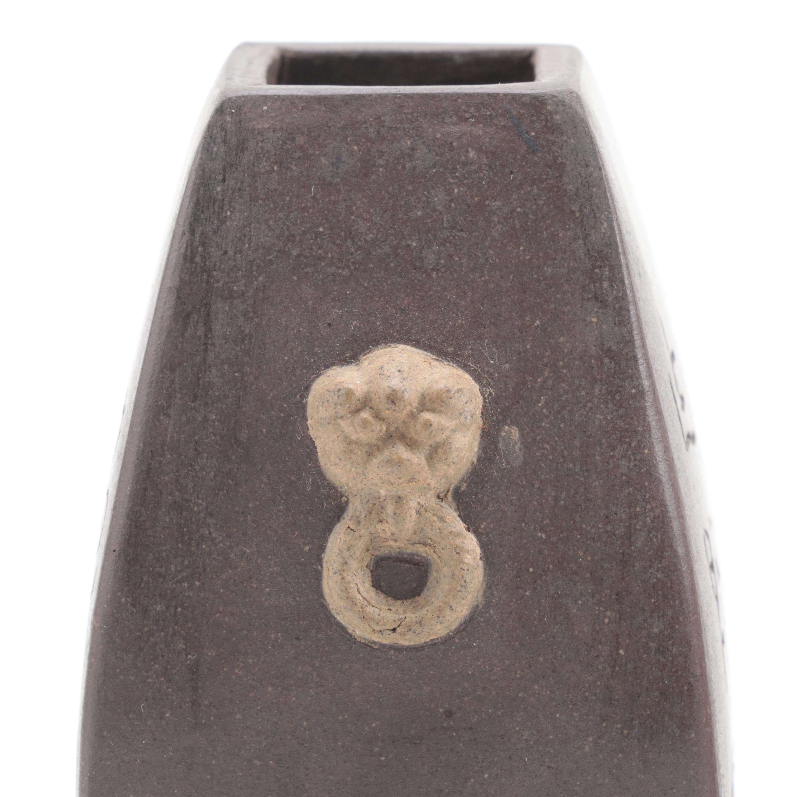 Chinese Faux Cinnabar Ginger Jar with Yixing Vase and Mudra Hand Sculpture