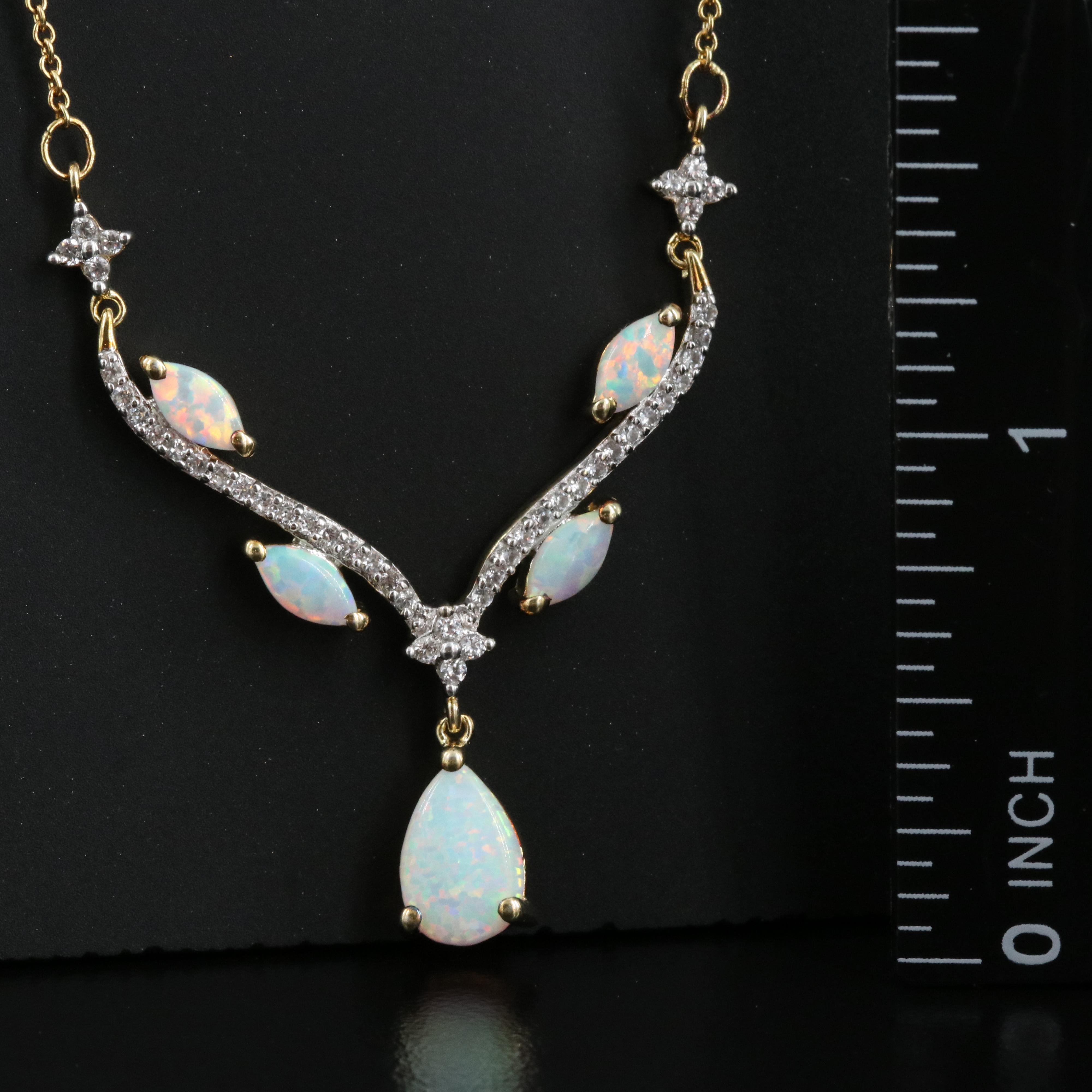 Sterling Opal and Sapphire Necklace