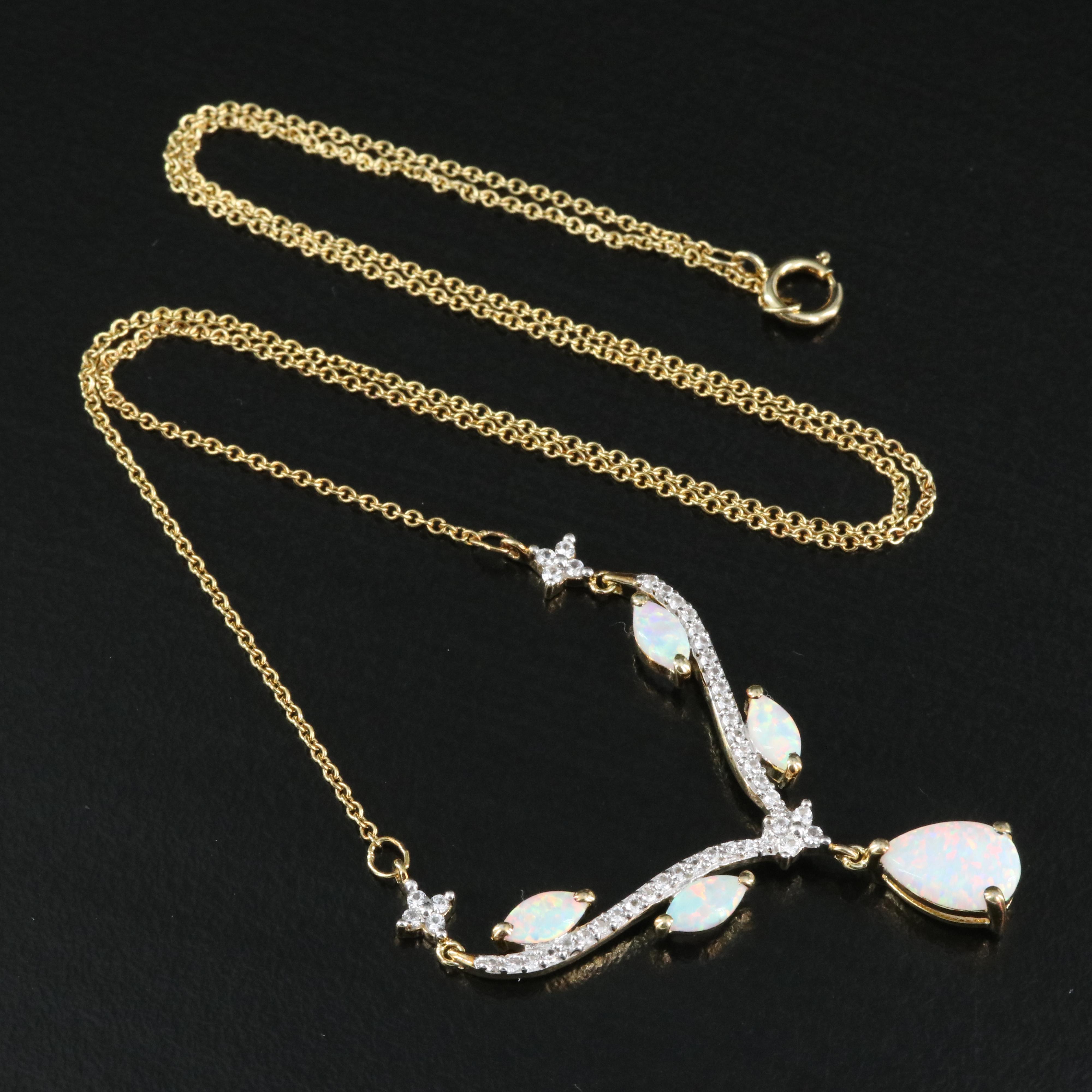 Sterling Opal and Sapphire Necklace