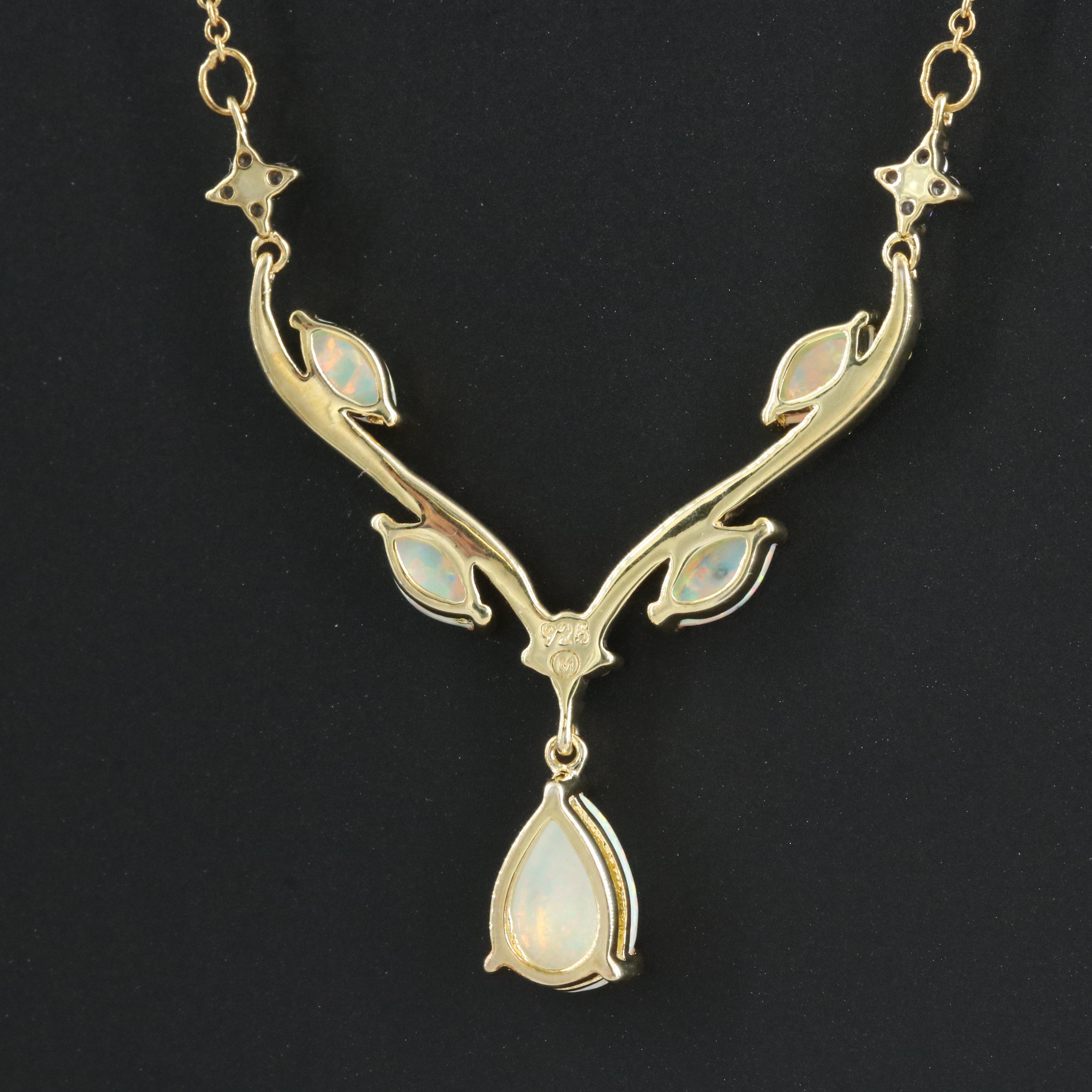 Sterling Opal and Sapphire Necklace