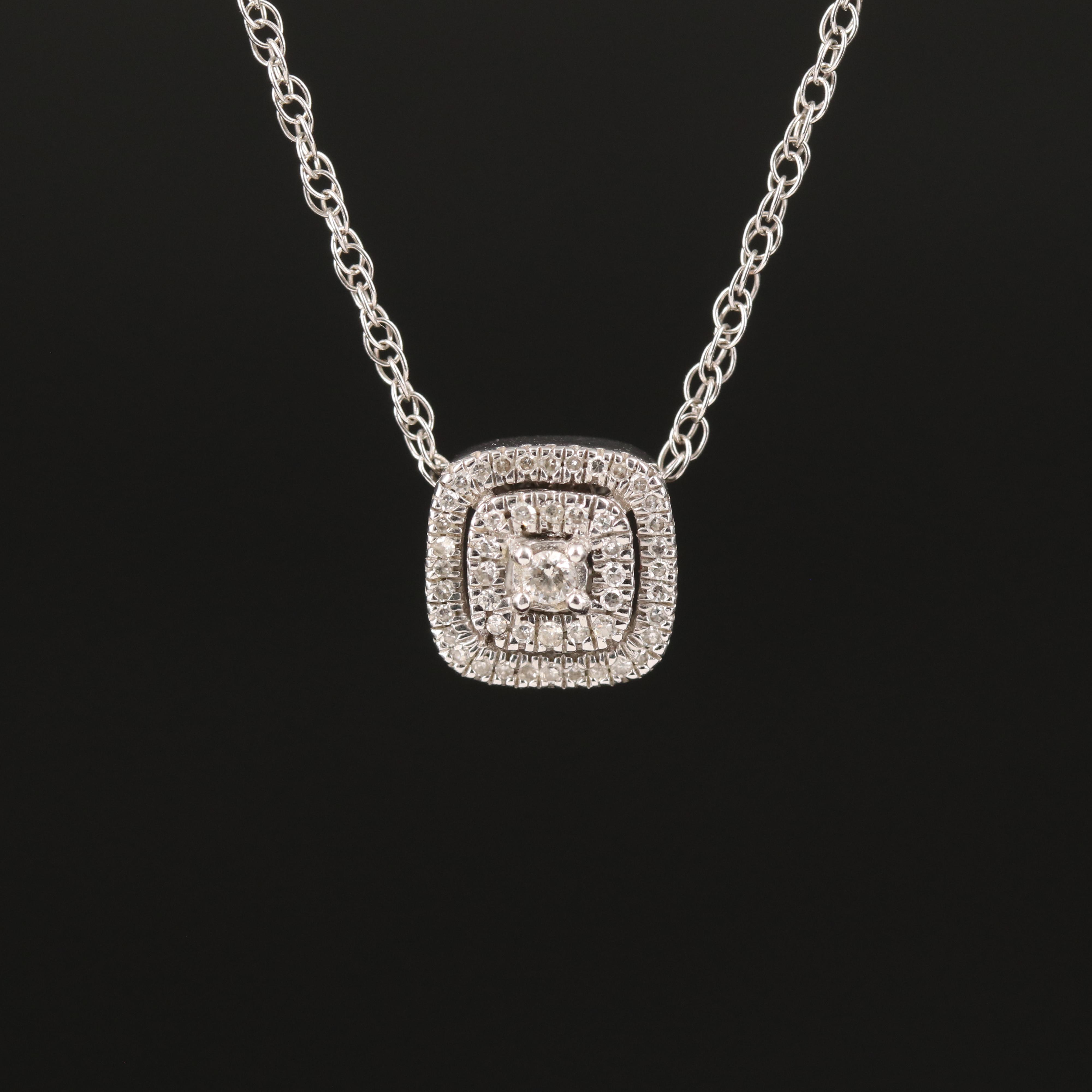 Sterling Diamond Pendant Necklace
