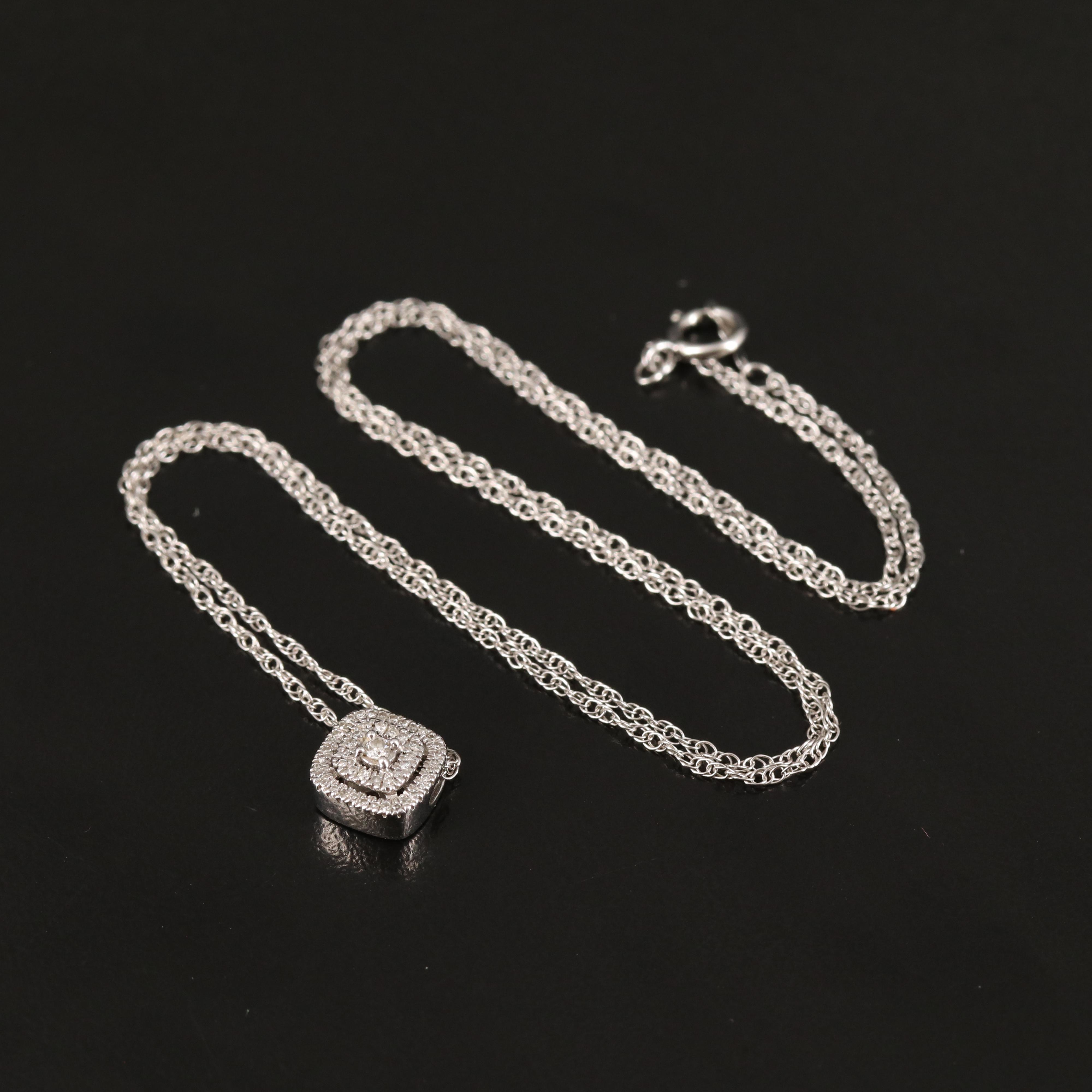 Sterling Diamond Pendant Necklace
