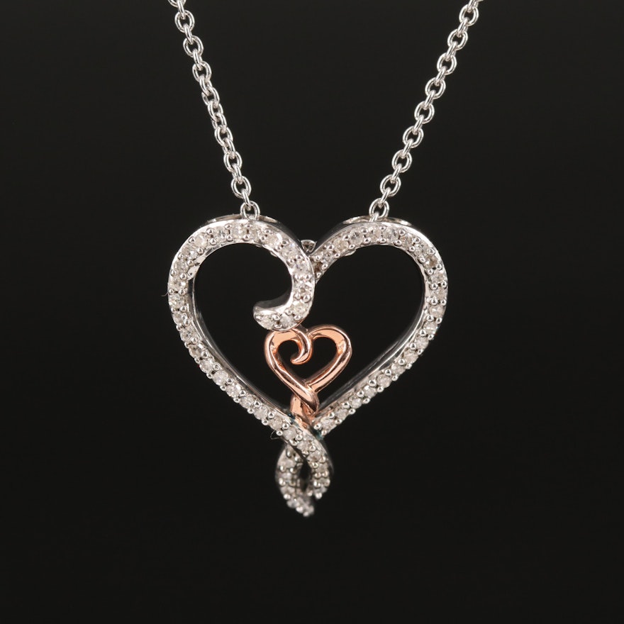 Hallmark Sterling Diamond Double Heart Necklace