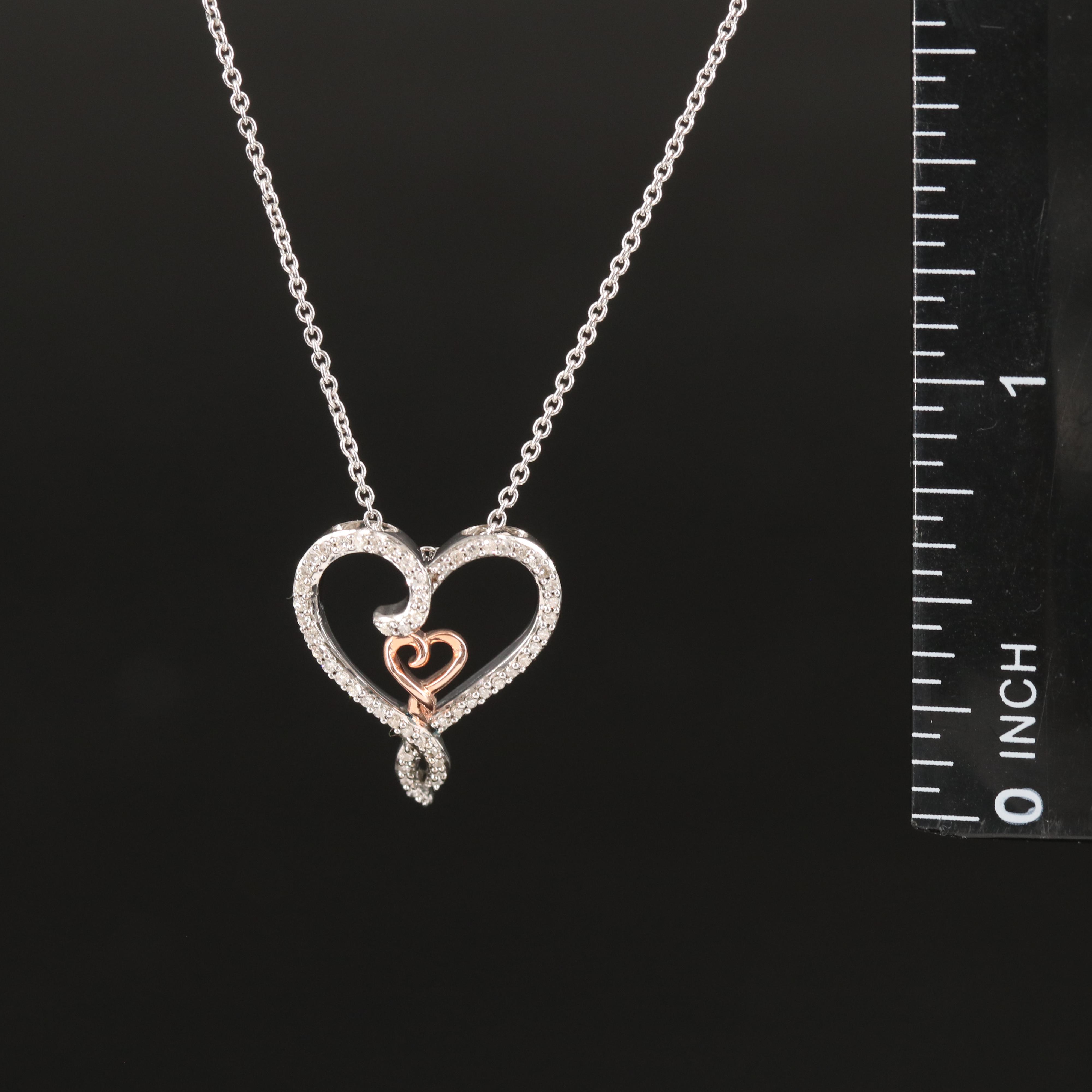Hallmark Sterling Diamond Double Heart Necklace