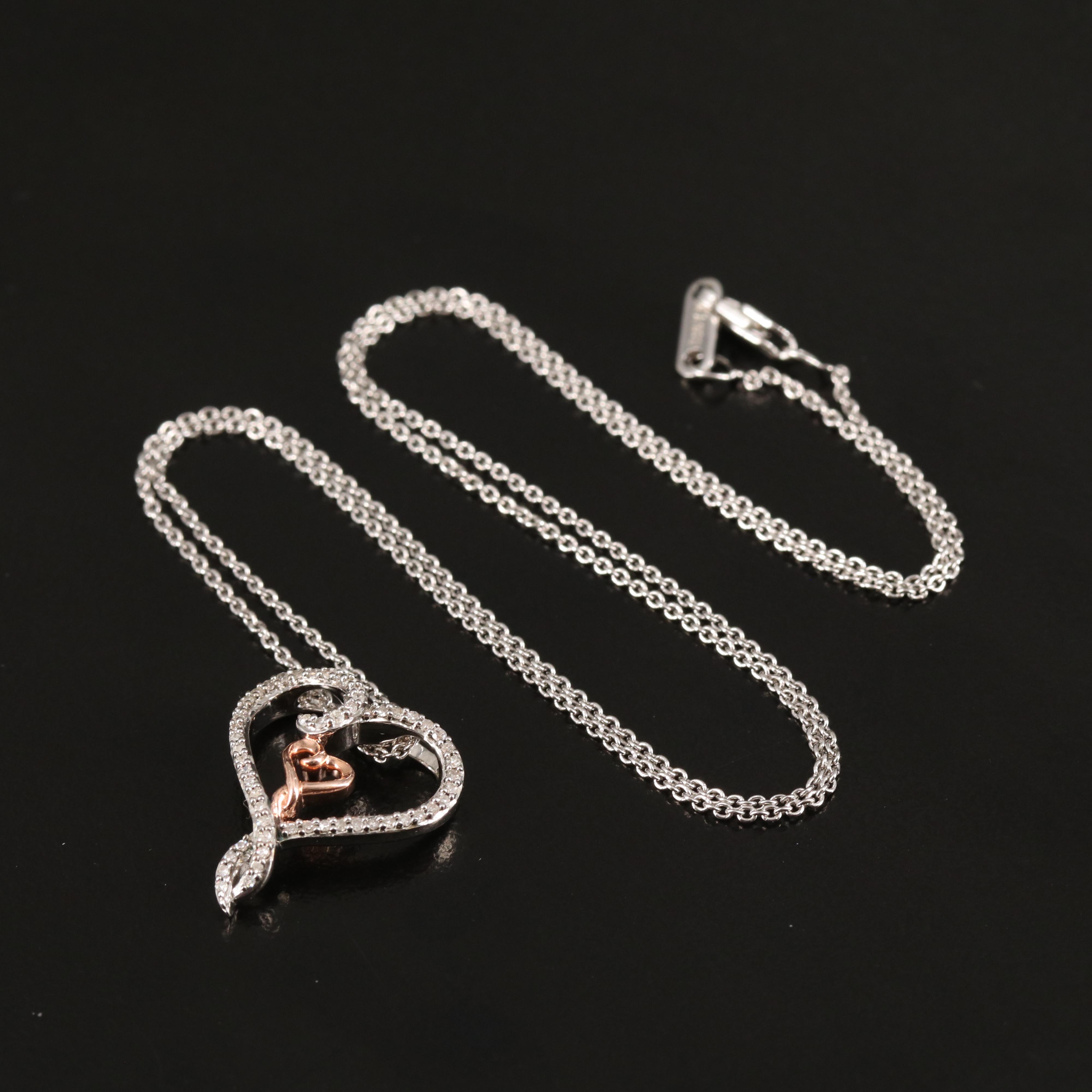 Hallmark Sterling Diamond Double Heart Necklace