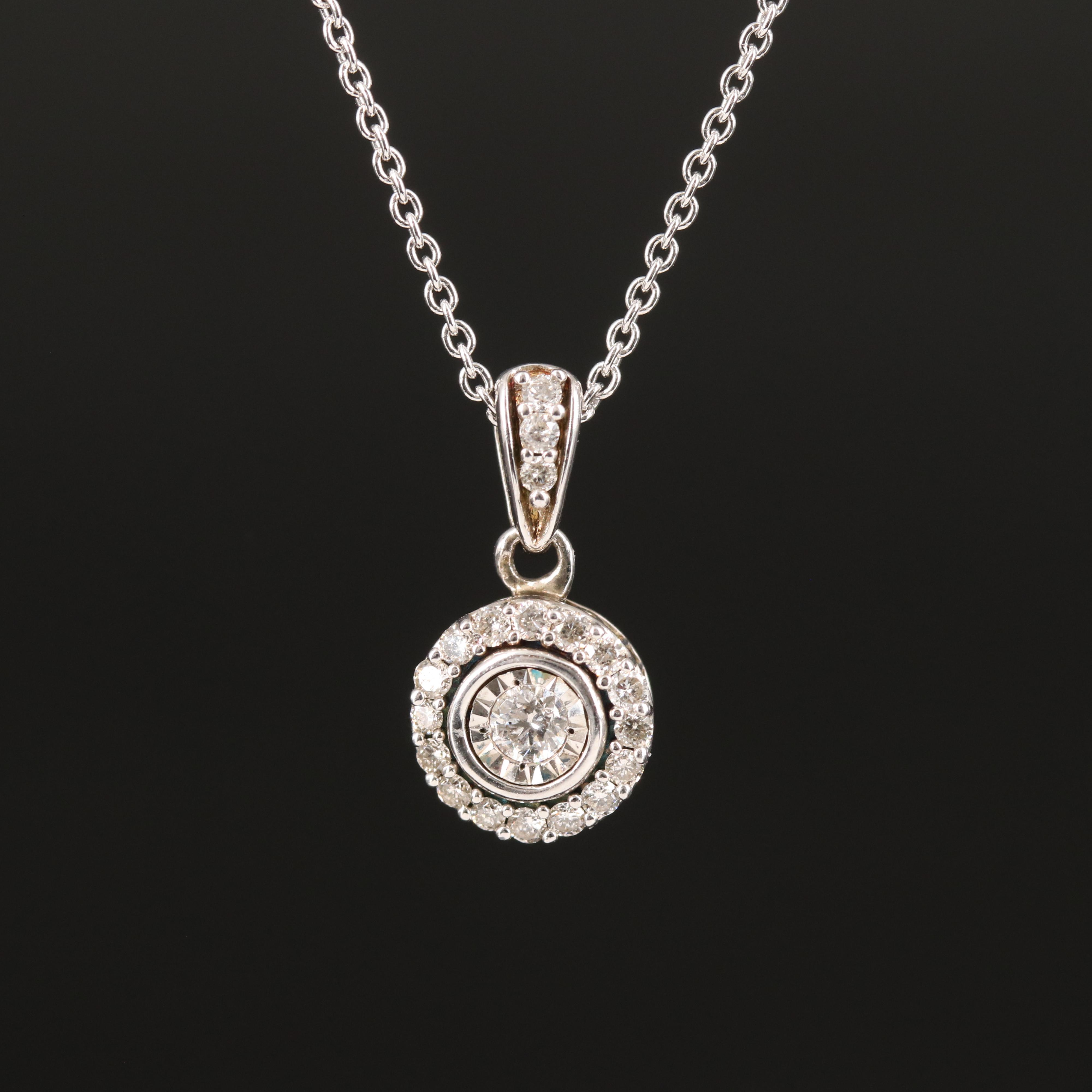 Sterling Diamond Pendant Necklace