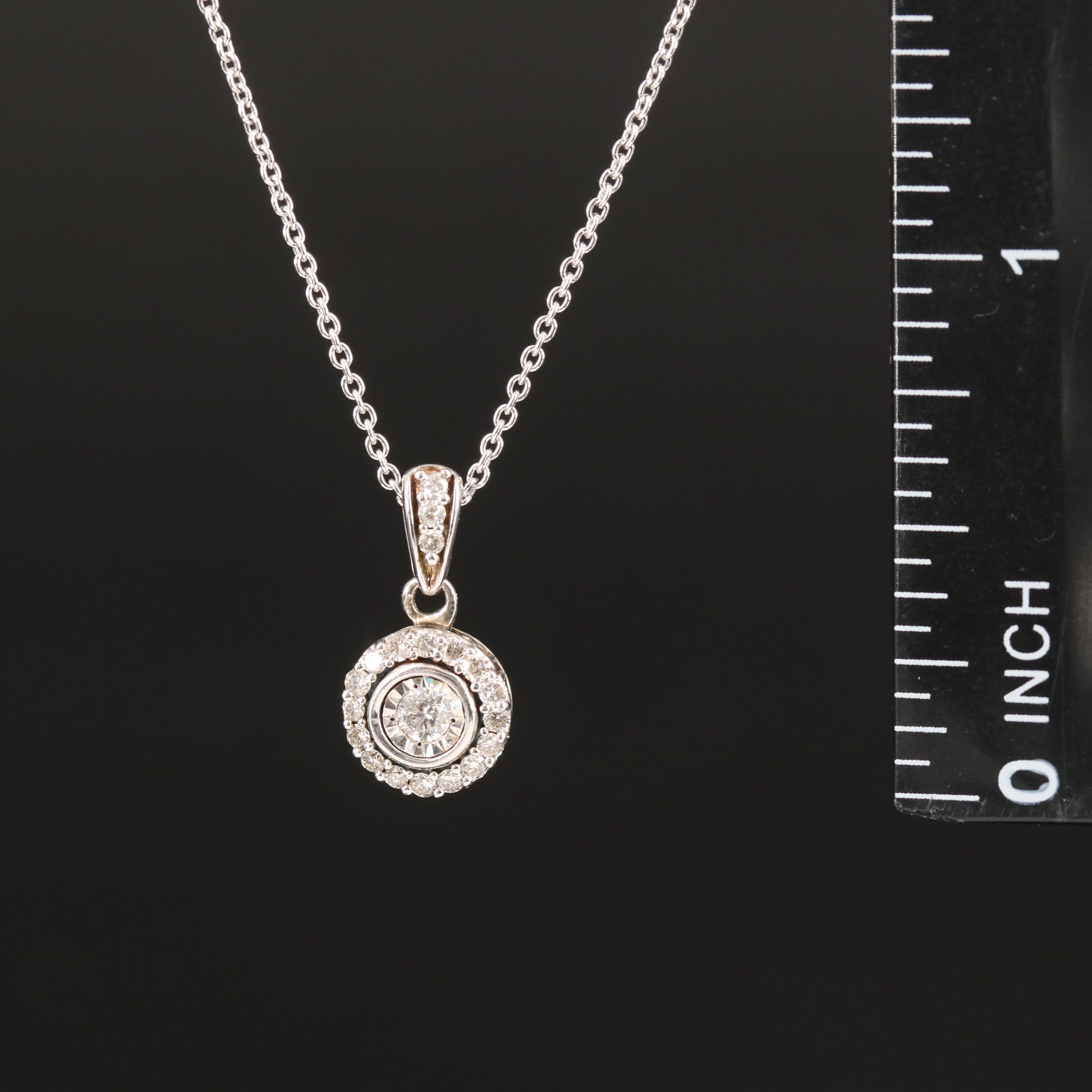 Sterling Diamond Pendant Necklace