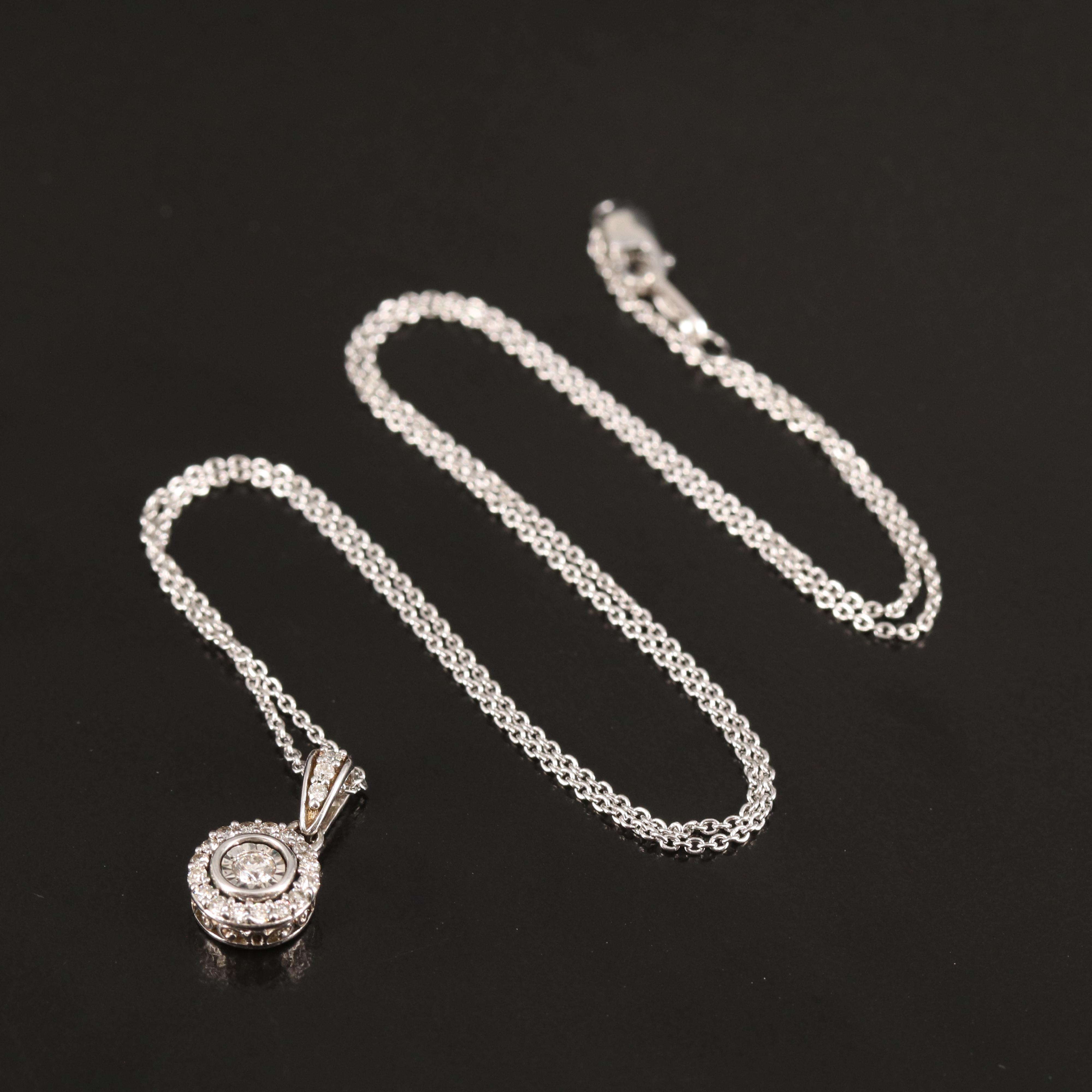 Sterling Diamond Pendant Necklace