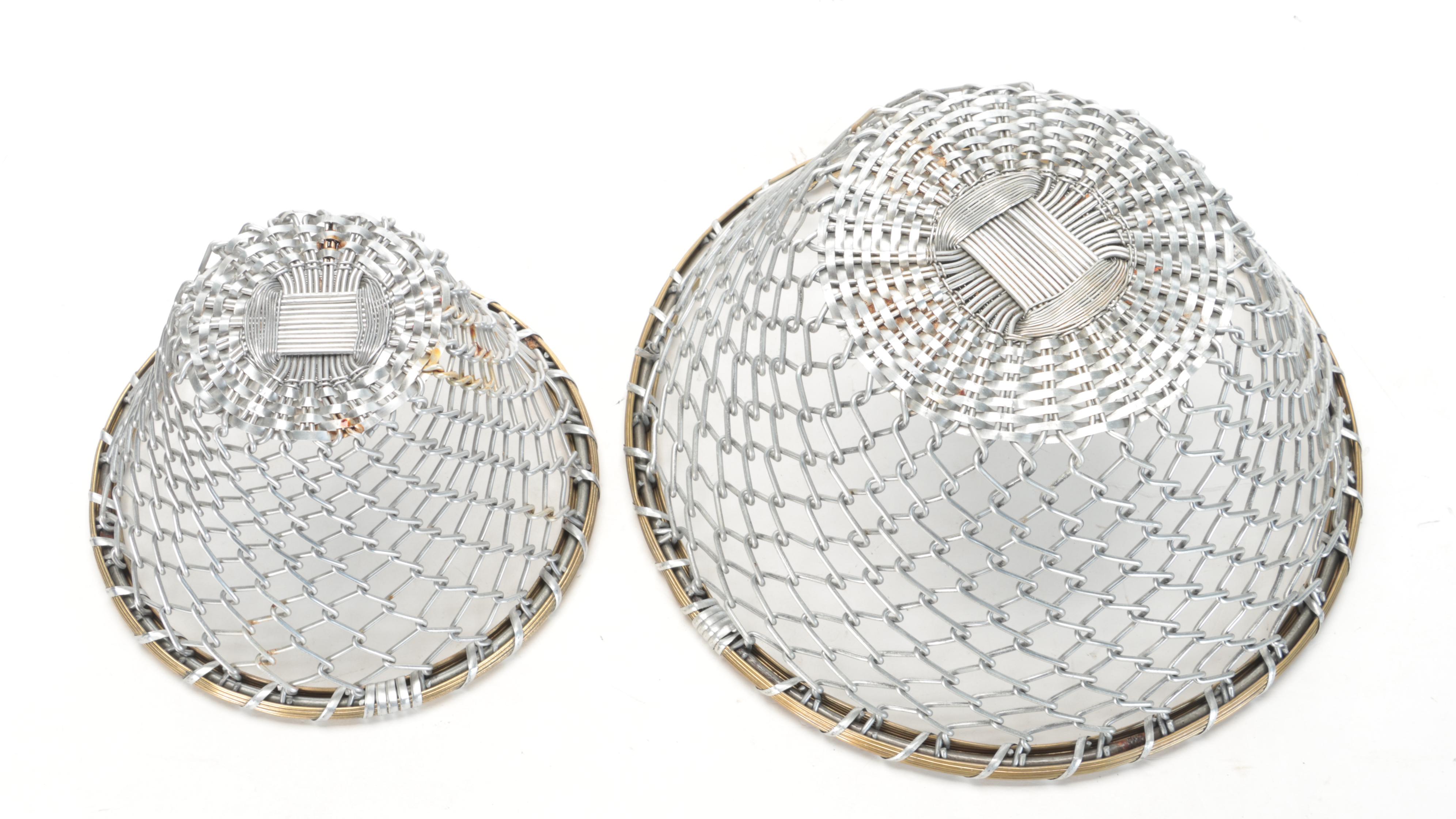 Contemporary Two-Tiered Wire Basket Stand