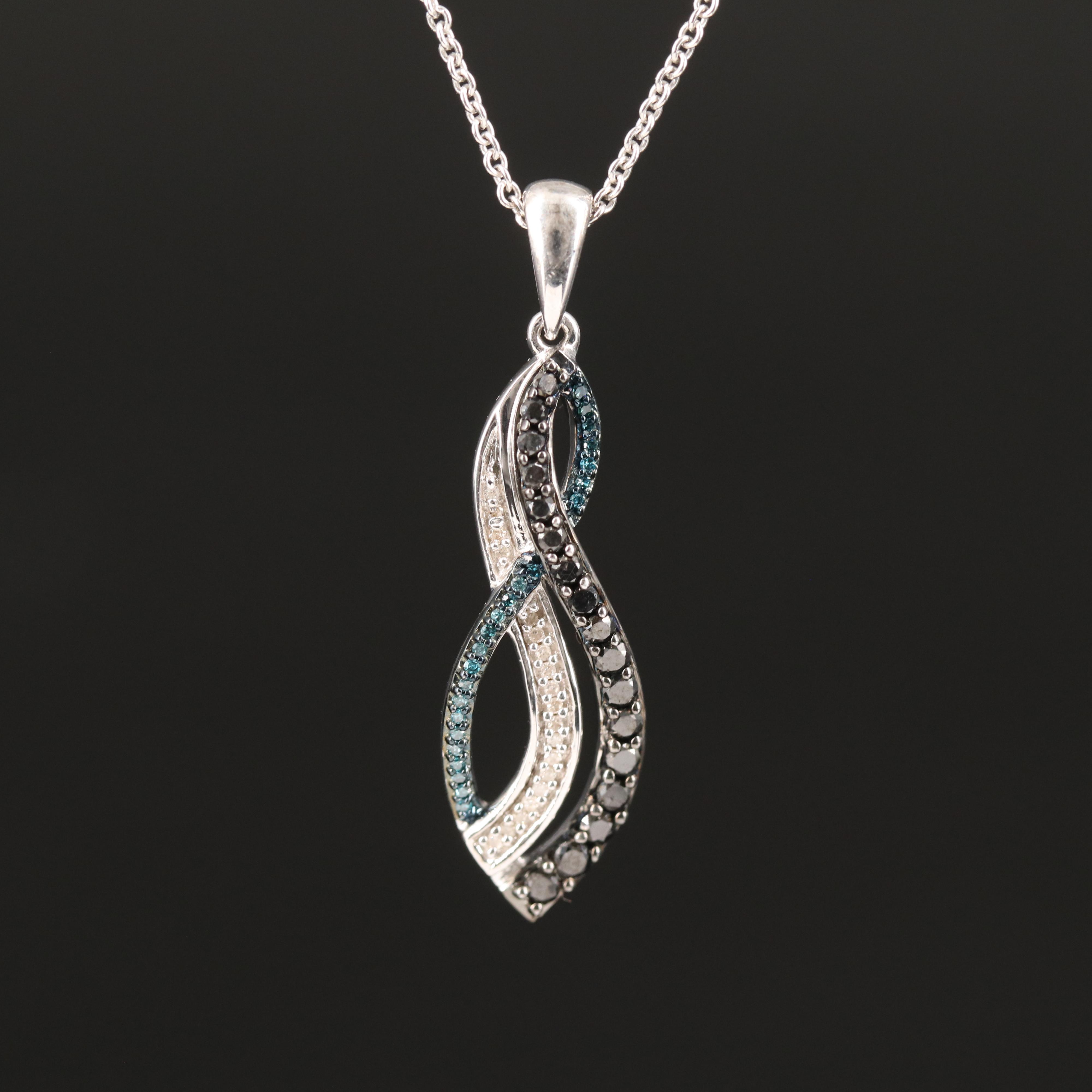 Sterling Diamond Pendant Necklace