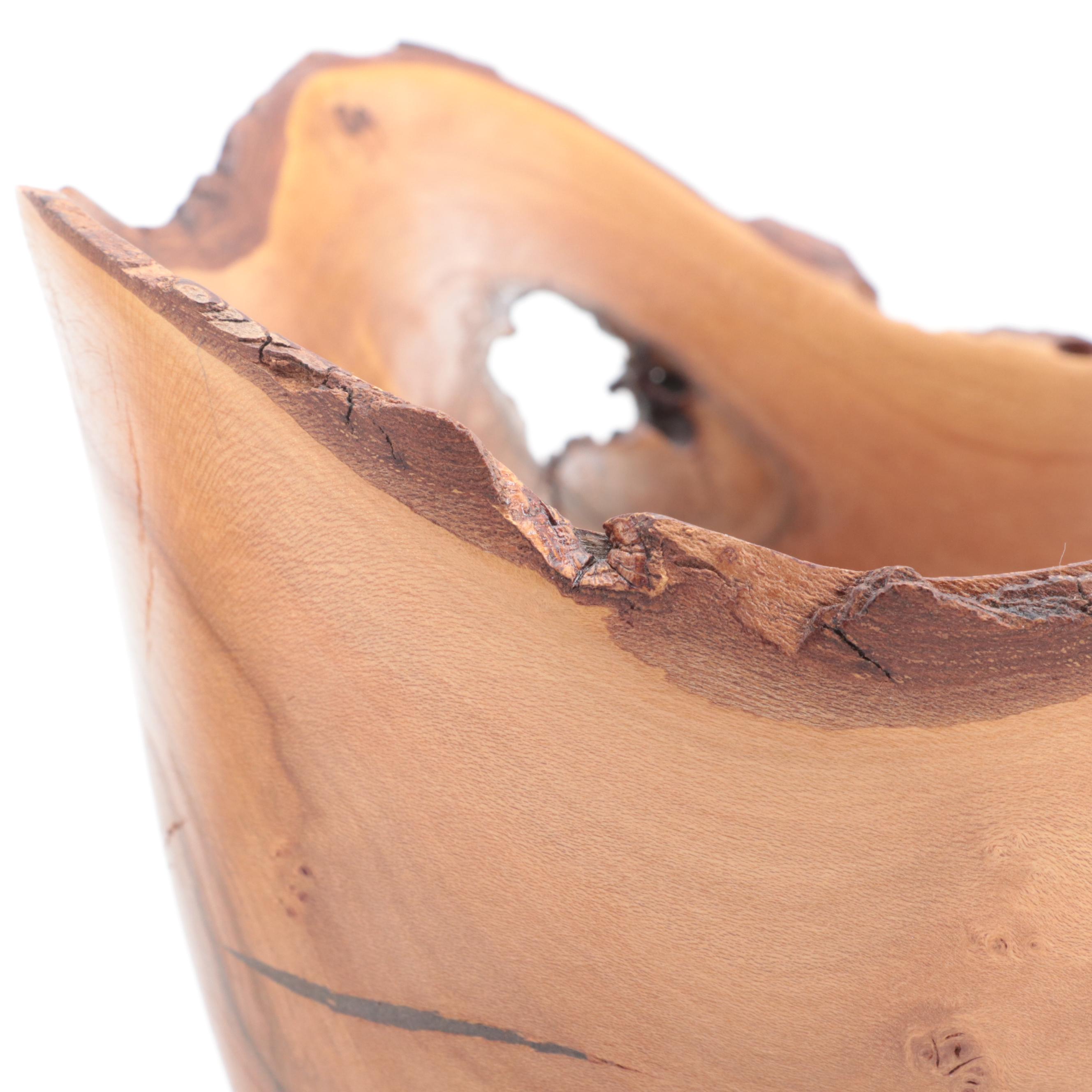 Tom Mumper Live Edge Turned Dogwood Bowl, Eliot Feldman Cherry Jar With Bust