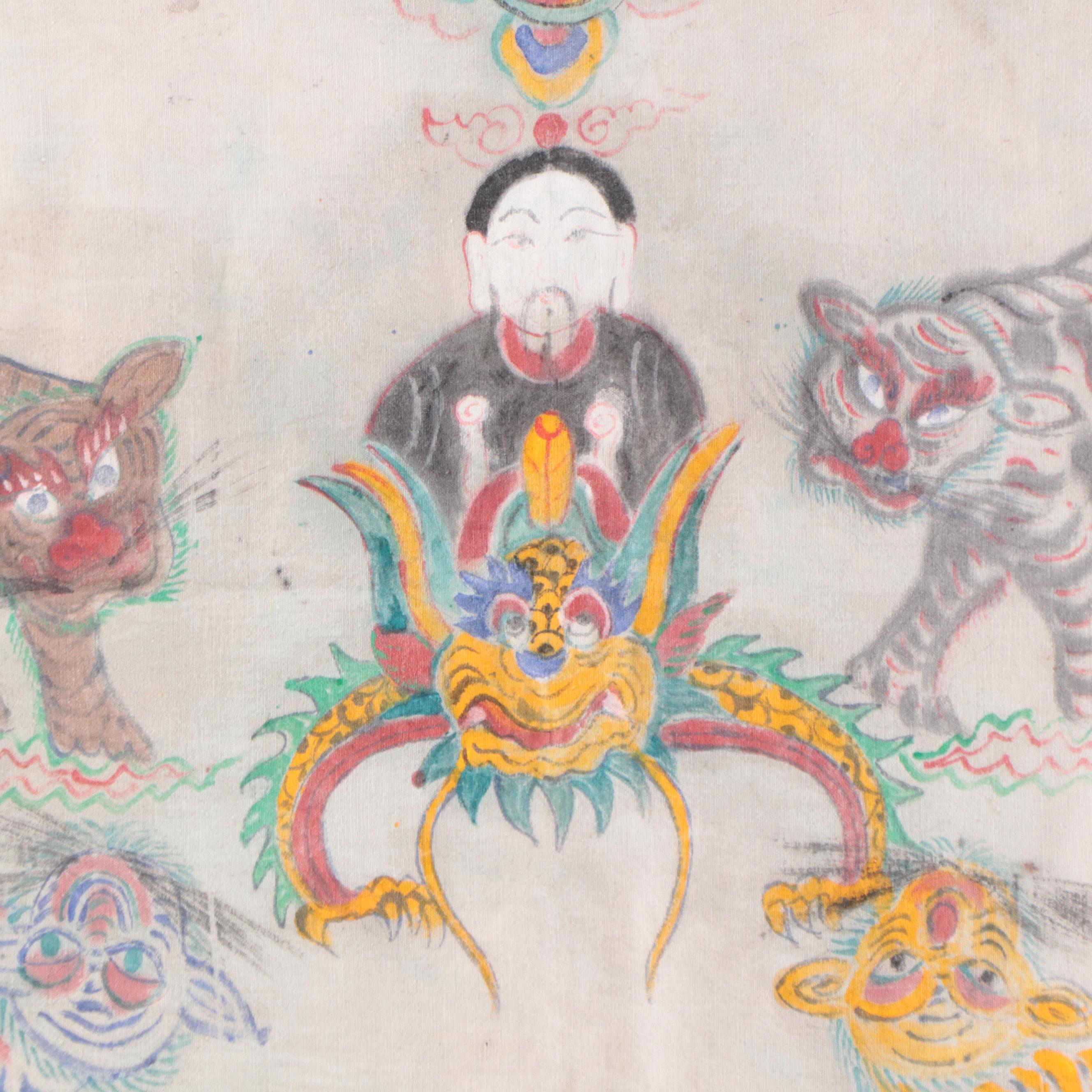 Southeast Asian Hand-Painted Temple Wall Hanging