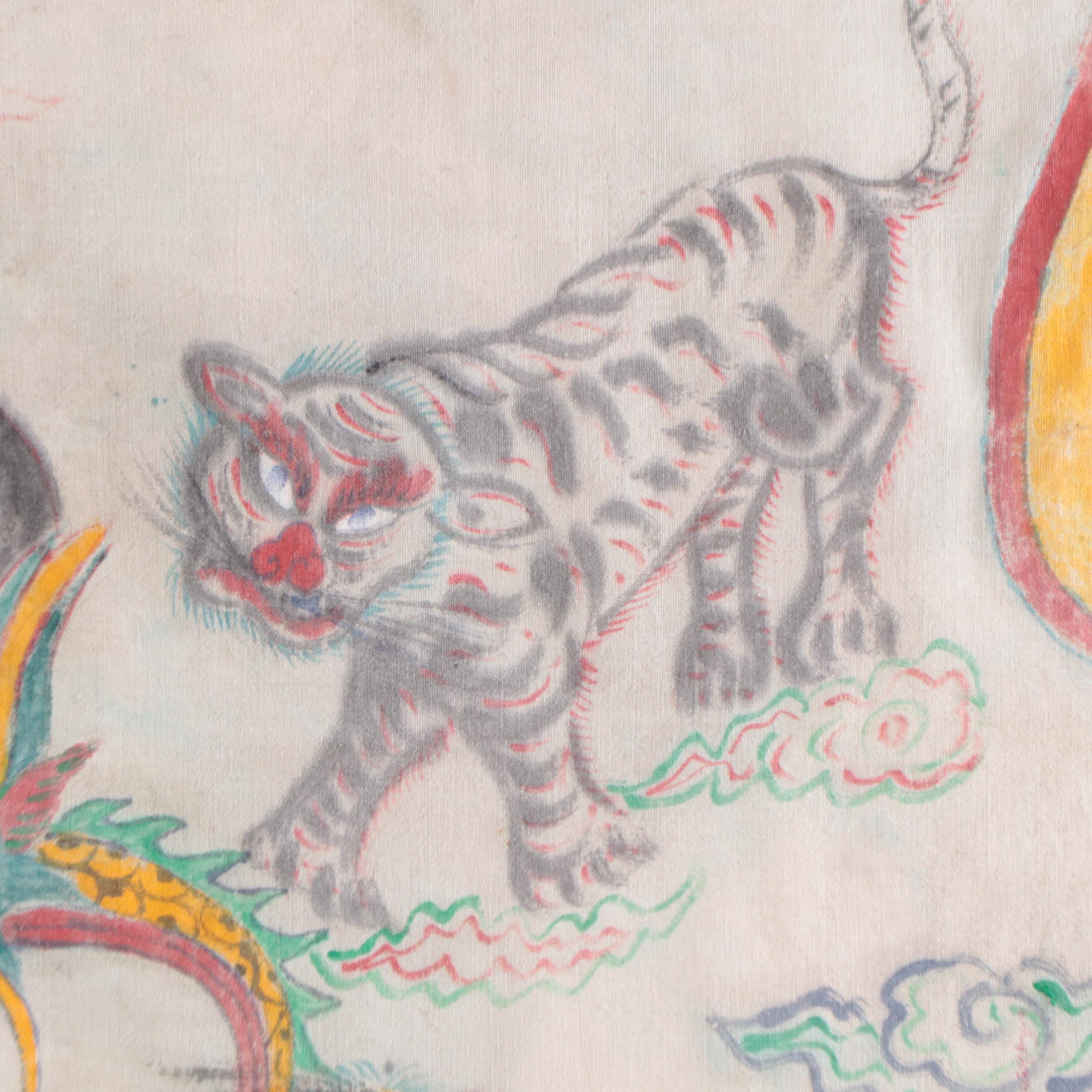 Southeast Asian Hand-Painted Temple Wall Hanging