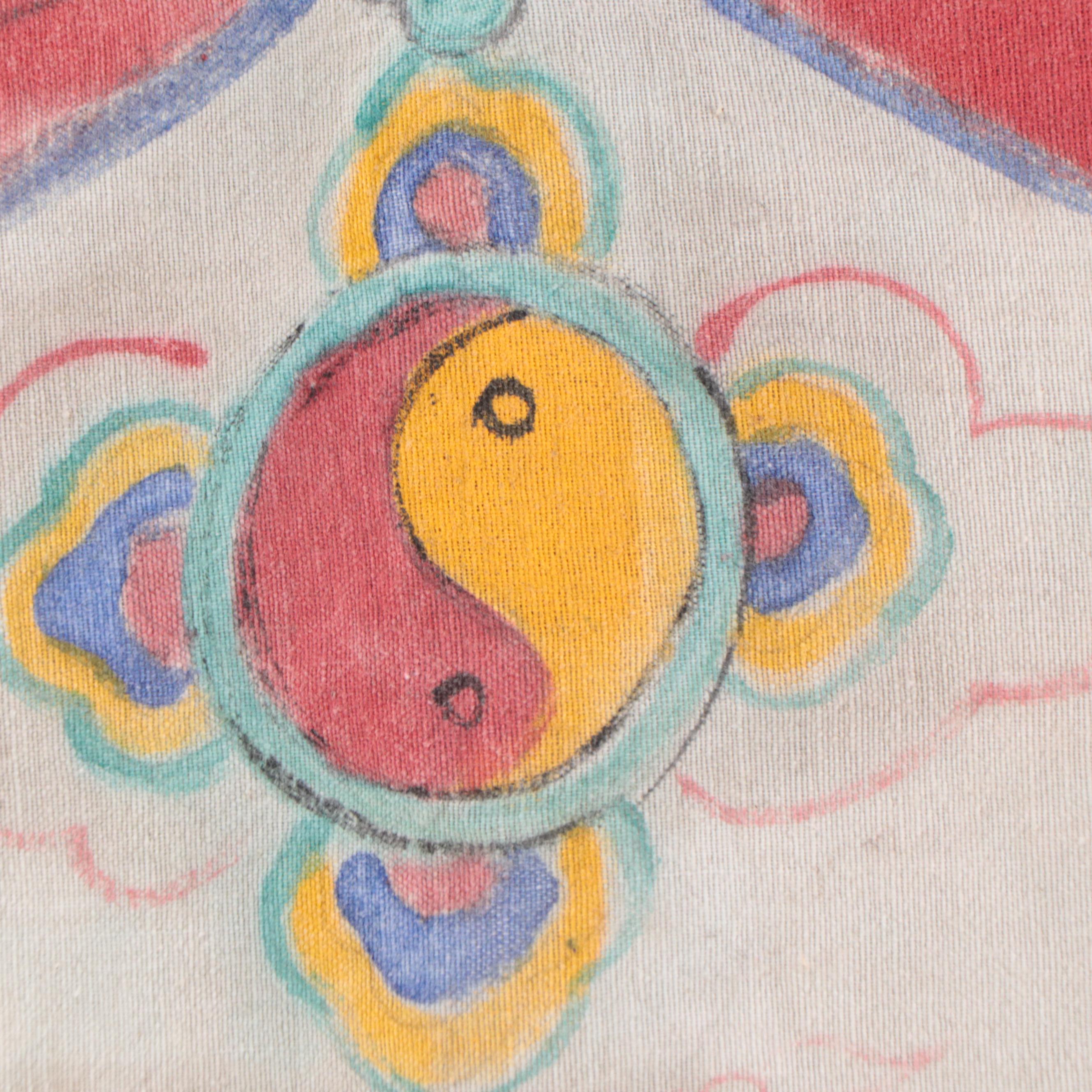 Southeast Asian Hand-Painted Temple Wall Hanging