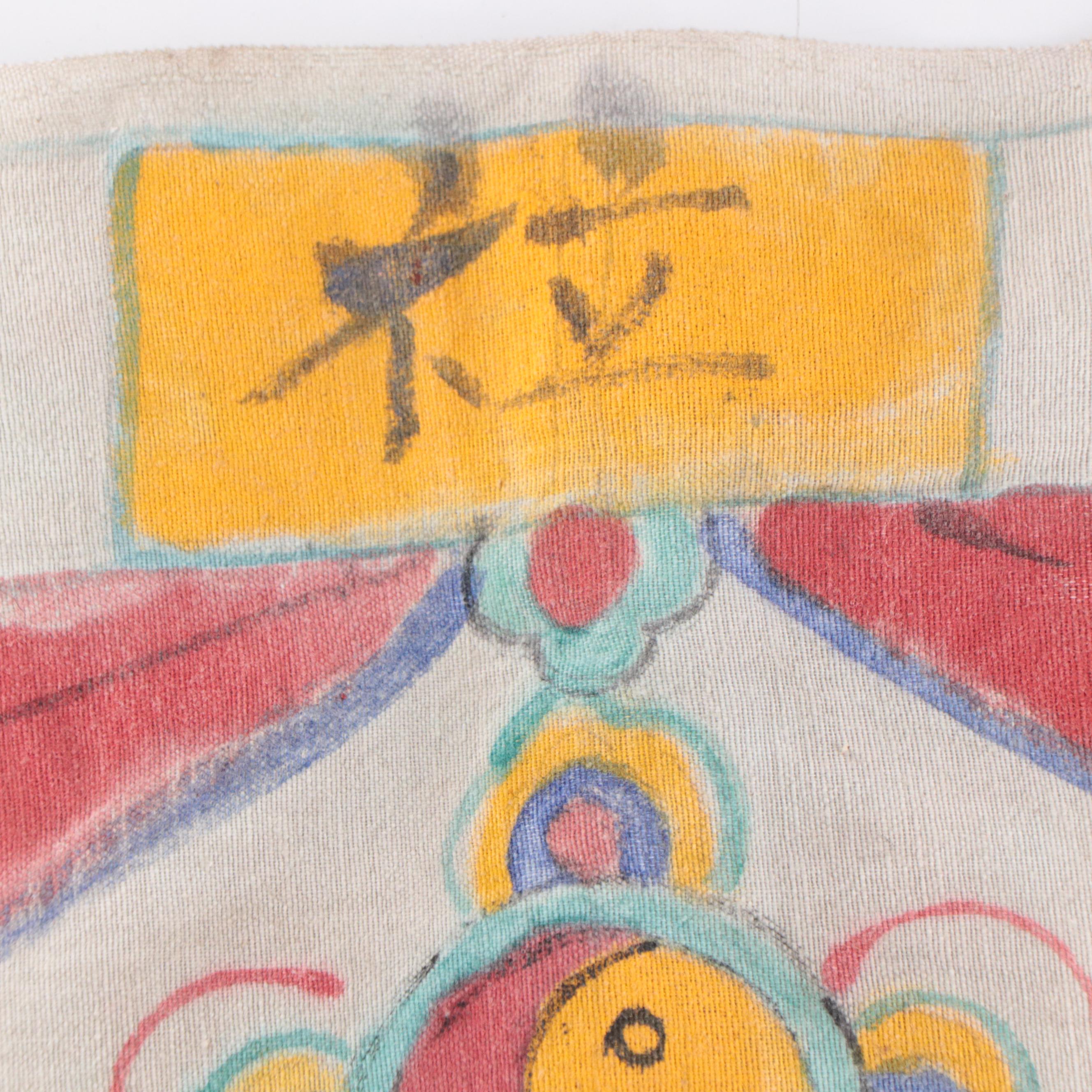 Southeast Asian Hand-Painted Temple Wall Hanging