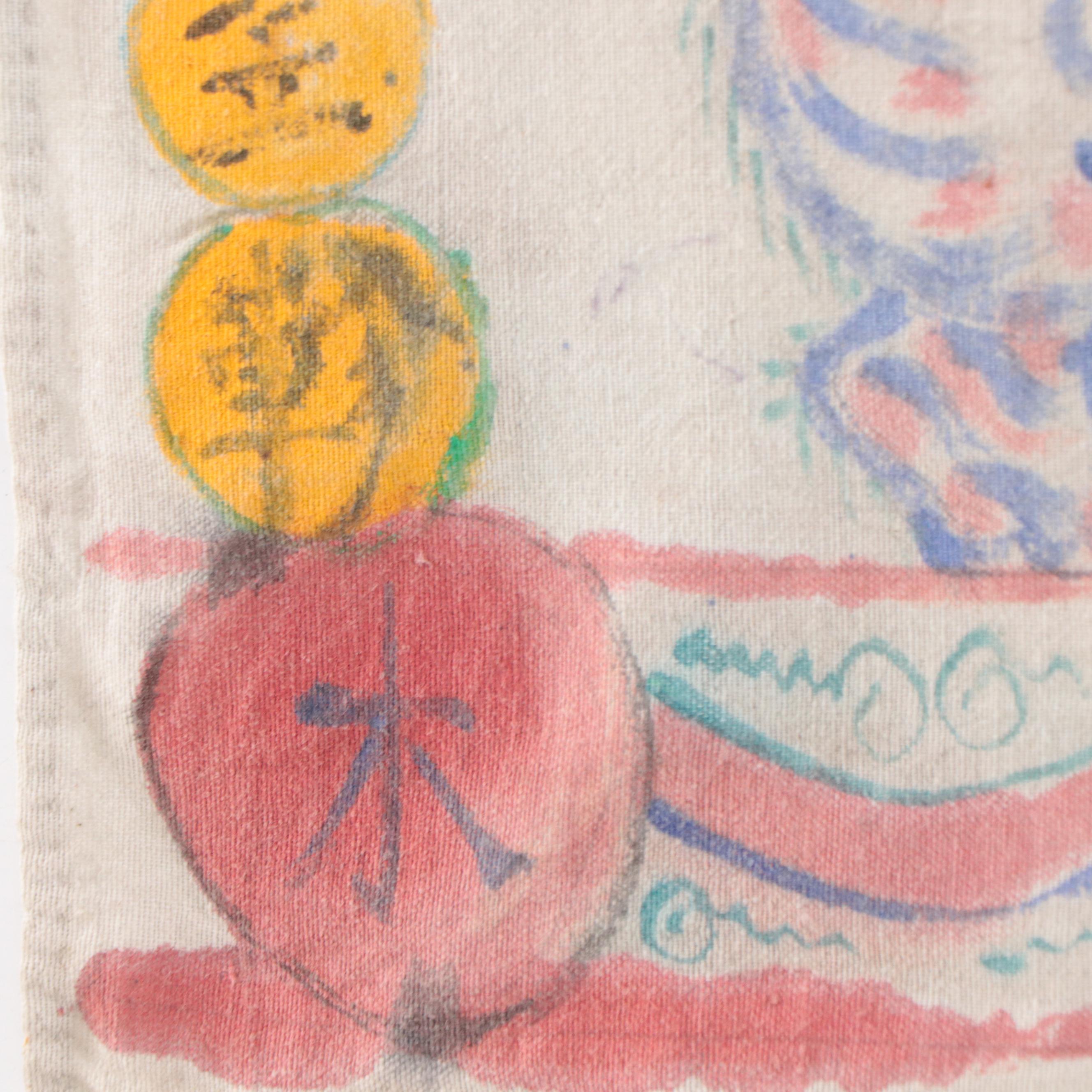 Southeast Asian Hand-Painted Temple Wall Hanging