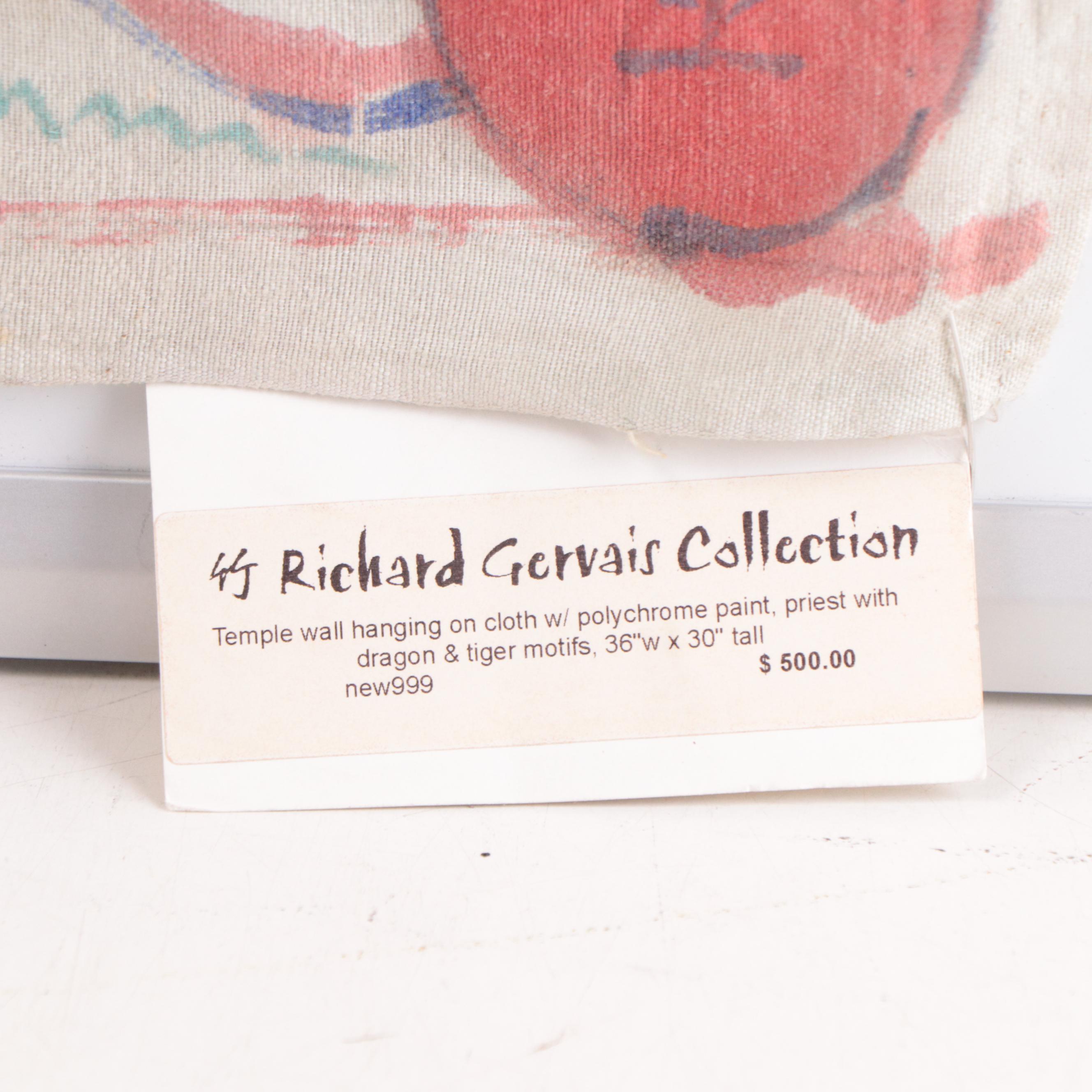 Southeast Asian Hand-Painted Temple Wall Hanging