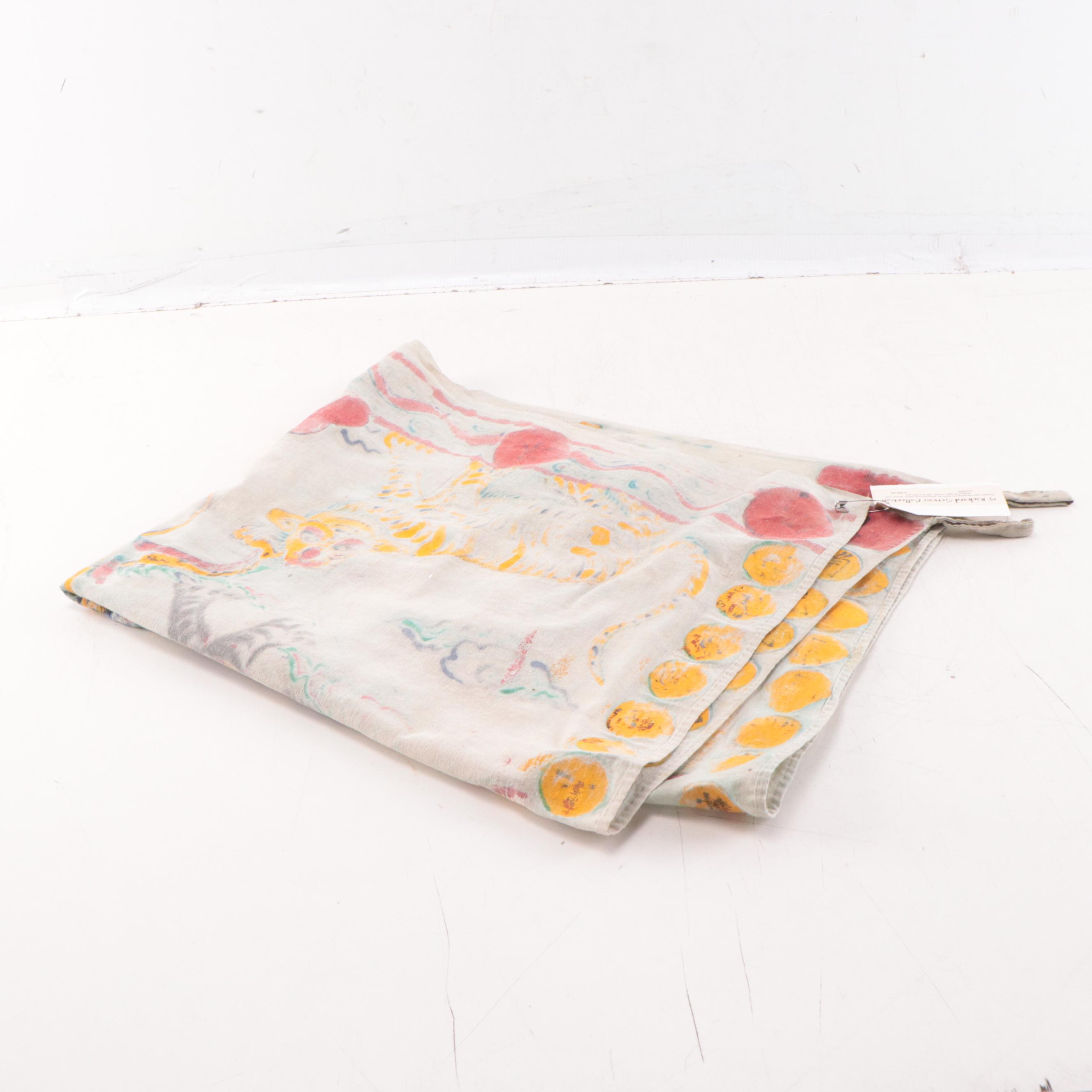 Southeast Asian Hand-Painted Temple Wall Hanging