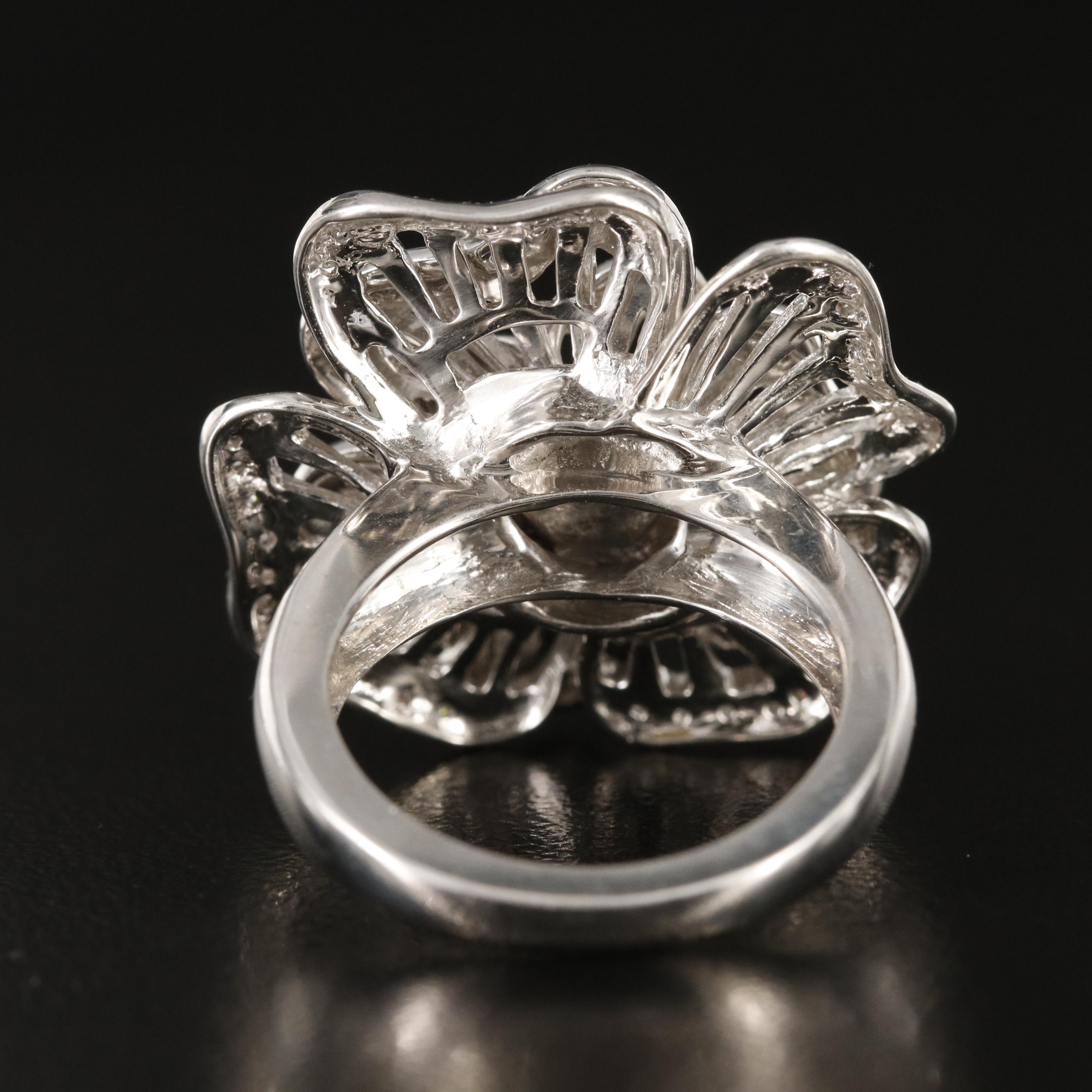 Sterling Diamond Flower Ring