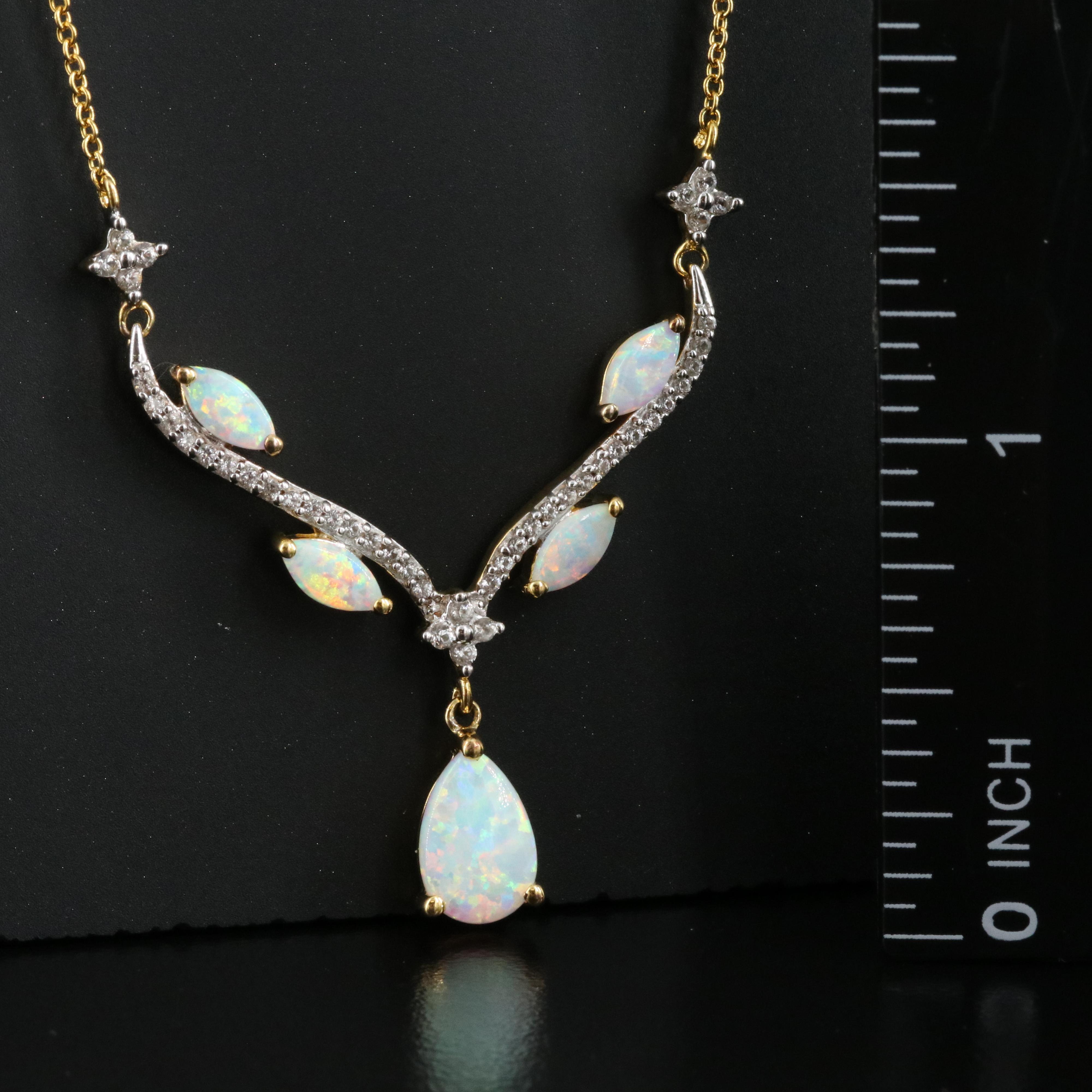 Sterling Opal and Sapphire Chevron Necklace