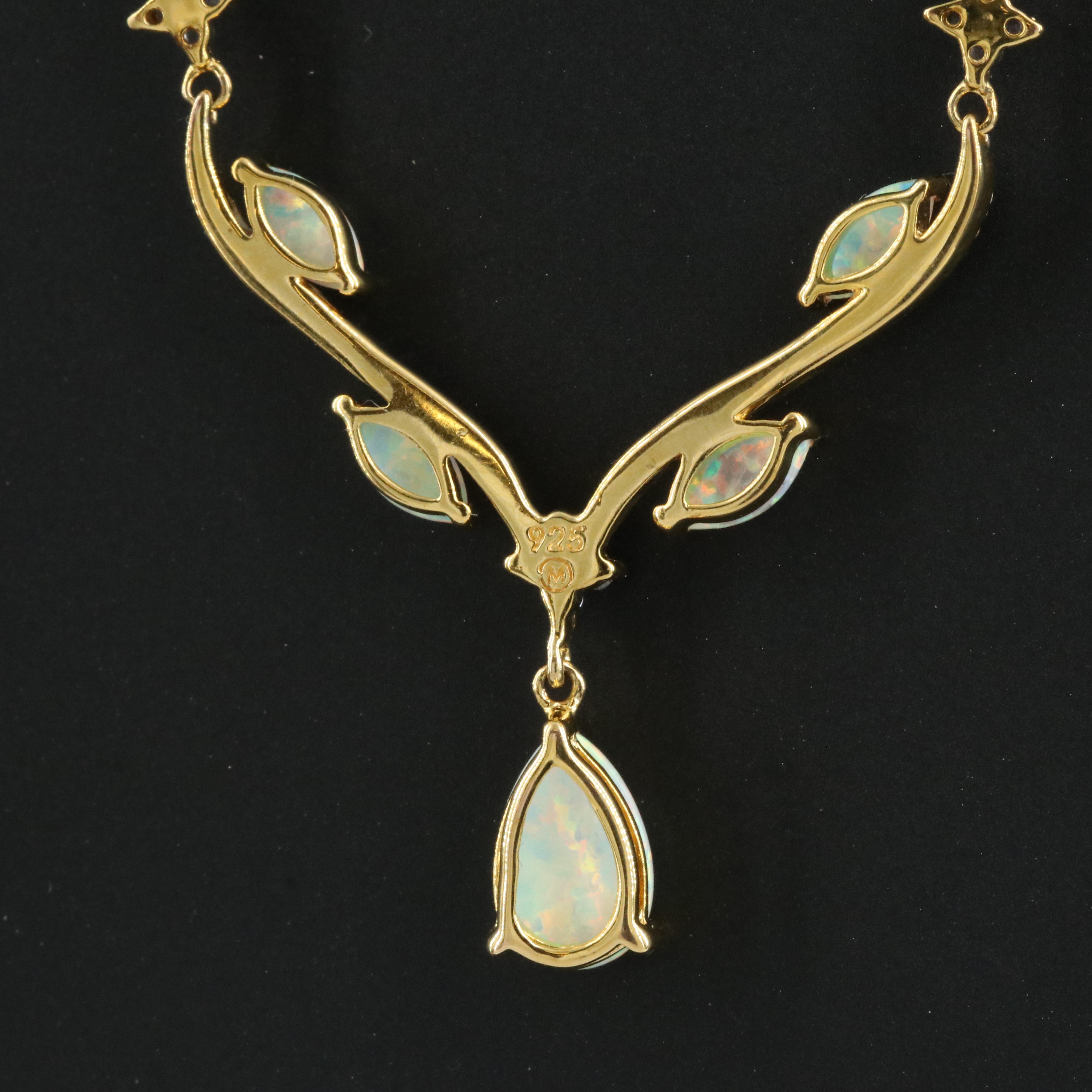 Sterling Opal and Sapphire Chevron Necklace