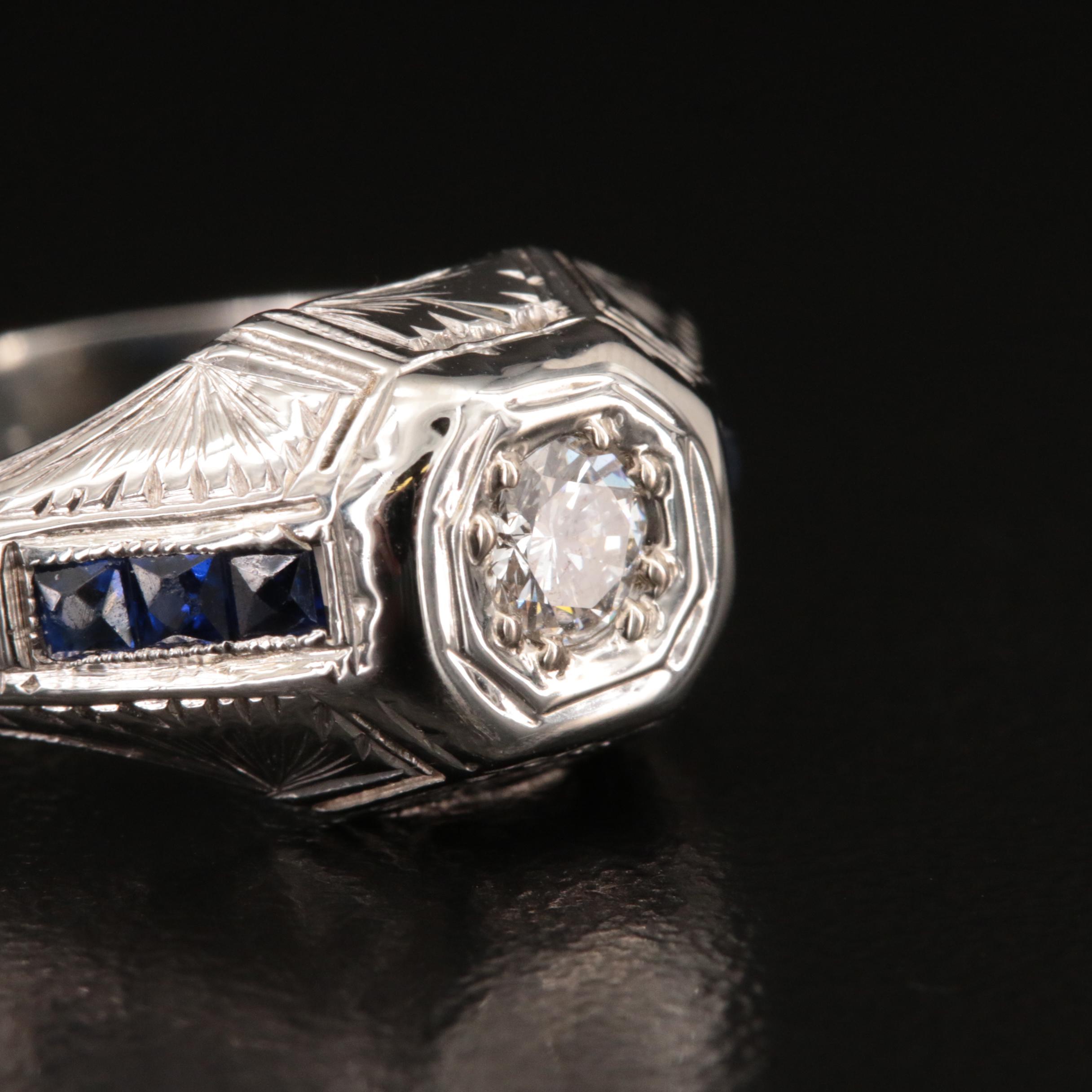 18K Diamond and Sapphire Ring