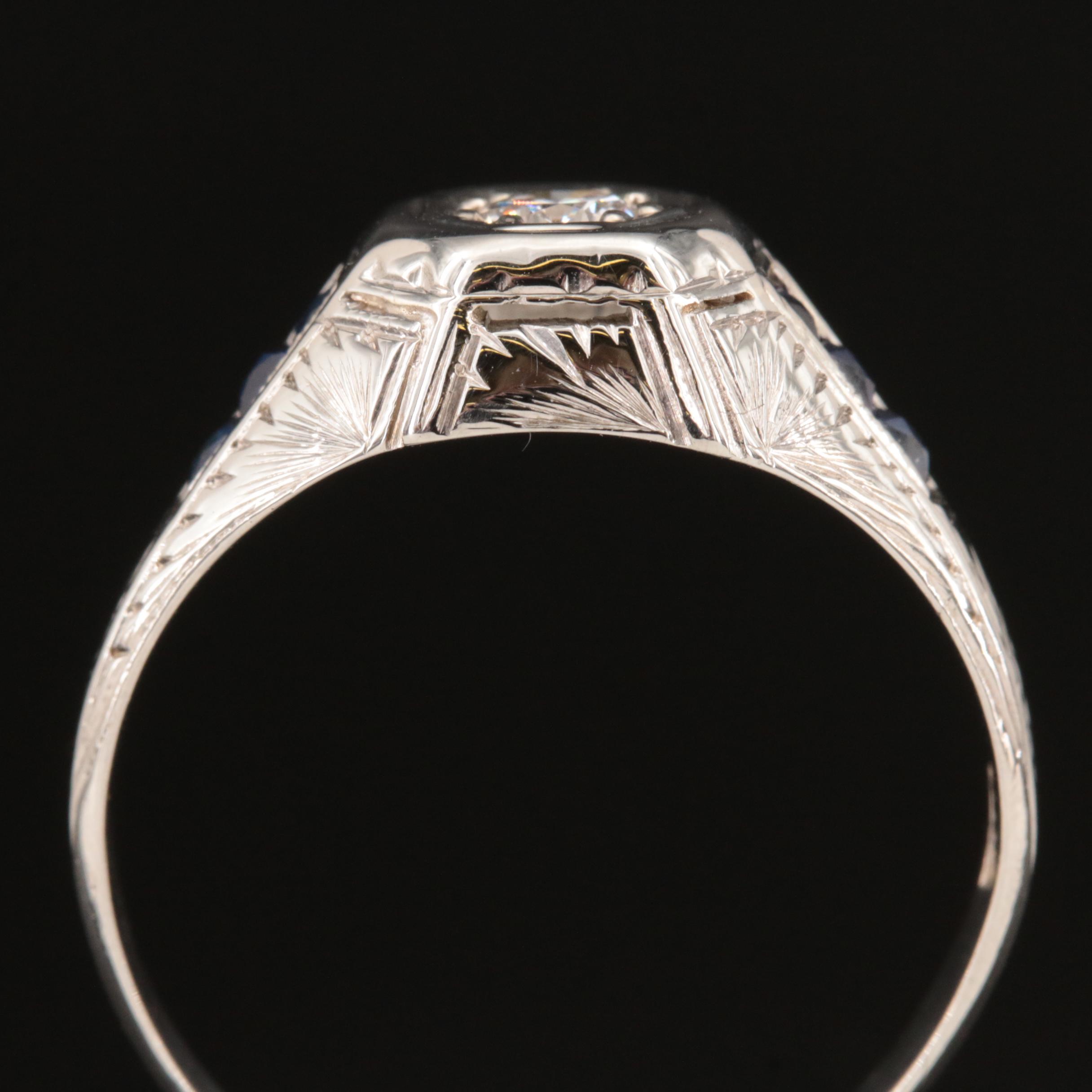 18K Diamond and Sapphire Ring