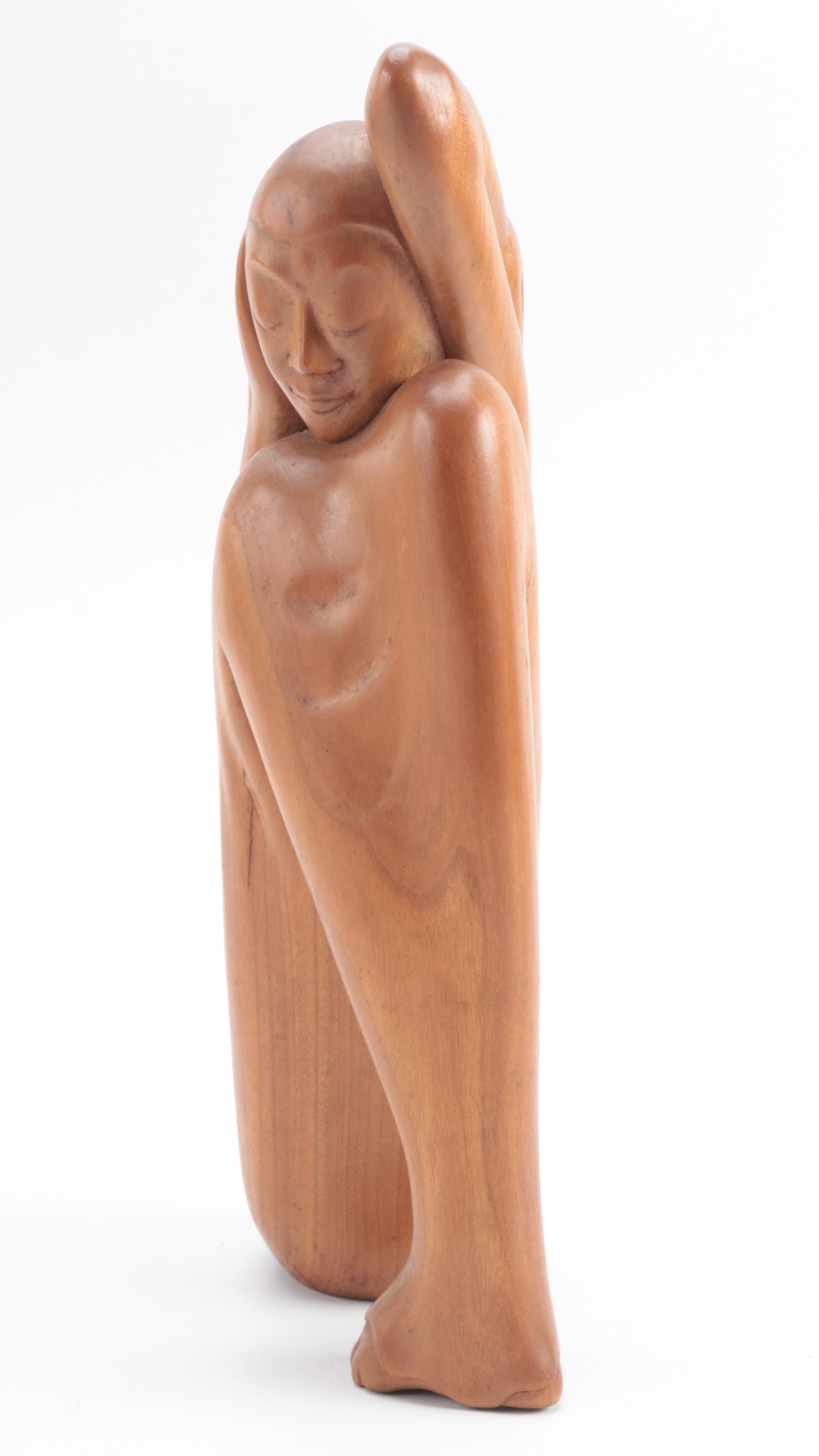 Abstract Wooden Sculpture of a Woman