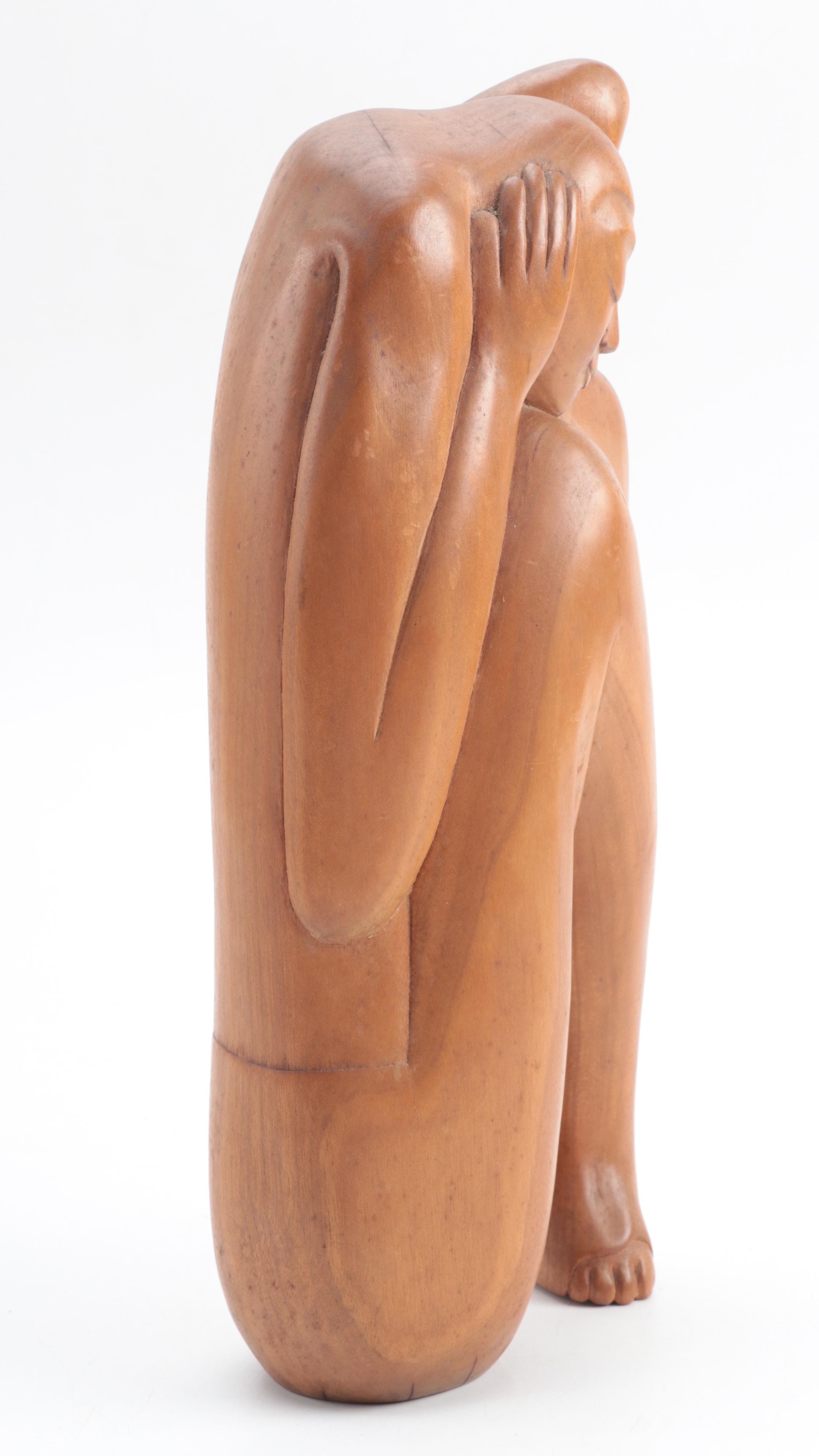Abstract Wooden Sculpture of a Woman
