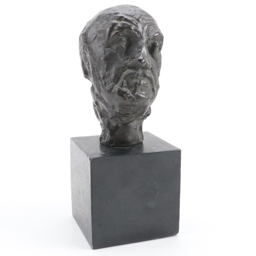 Alva Studios Plaster Sculptural Bust After Auguste Rodin "Head of Jean D’Aire"