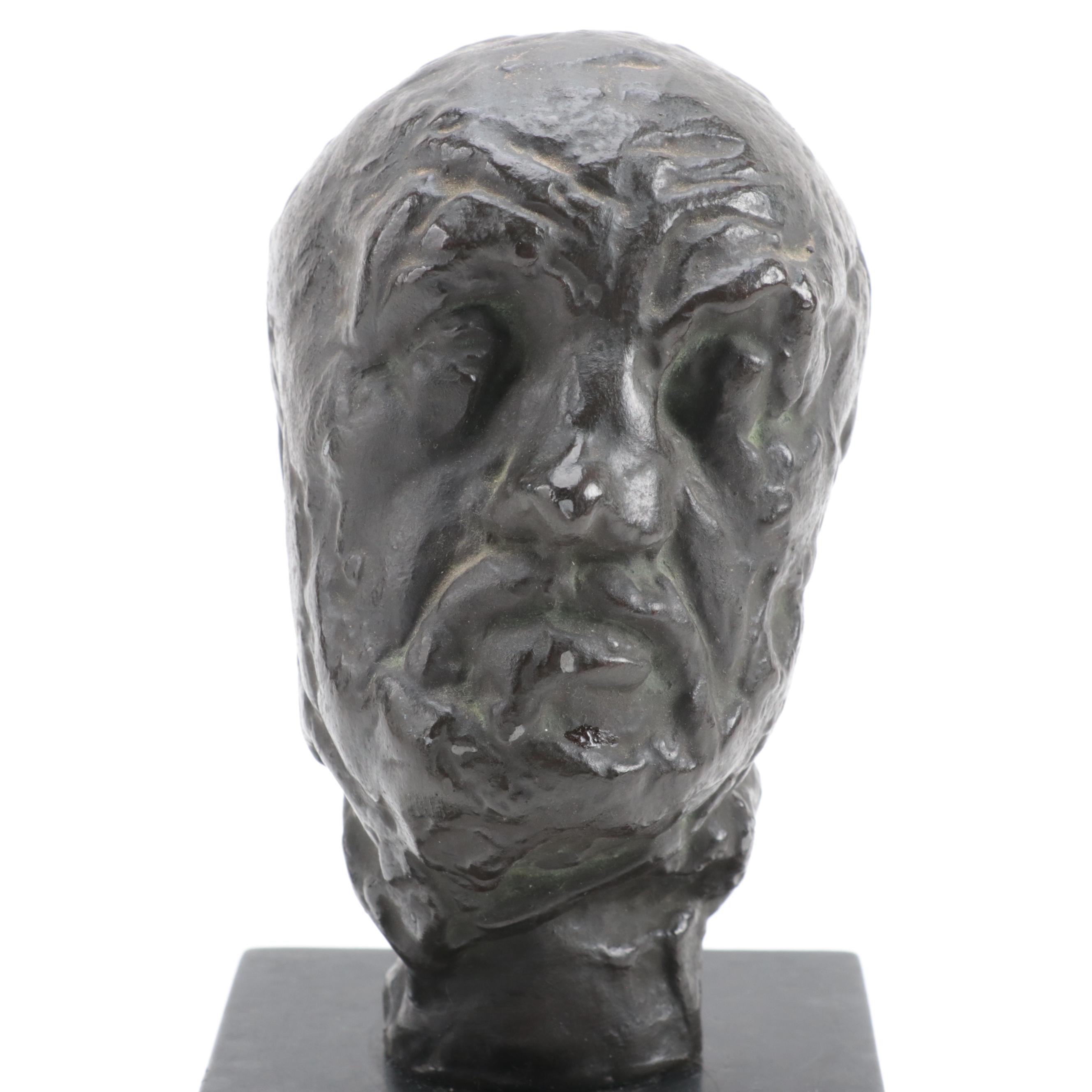 Alva Studios Plaster Sculptural Bust After Auguste Rodin "Head of Jean D’Aire"