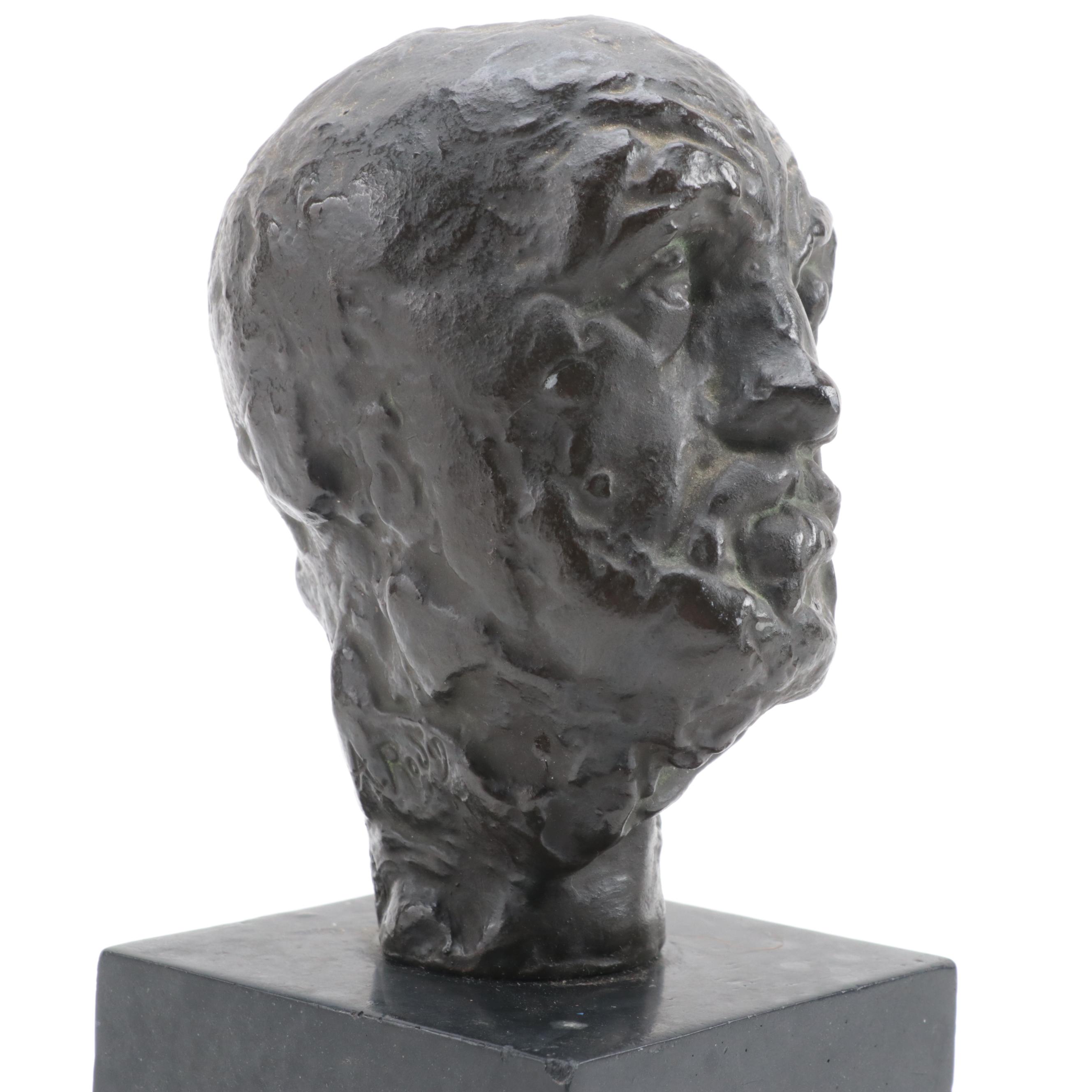 Alva Studios Plaster Sculptural Bust After Auguste Rodin "Head of Jean D’Aire"