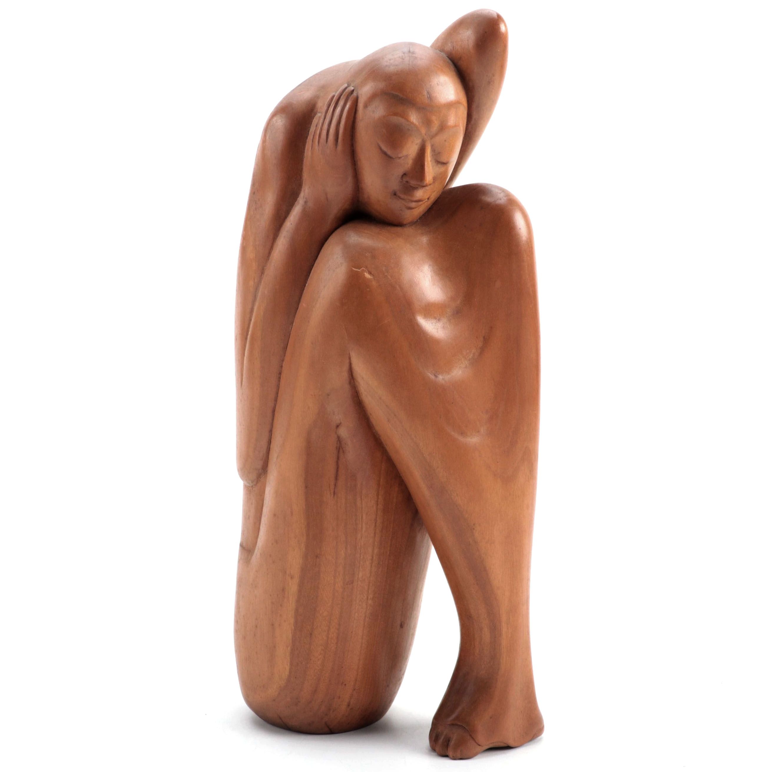 Abstract Wooden Sculpture of a Woman