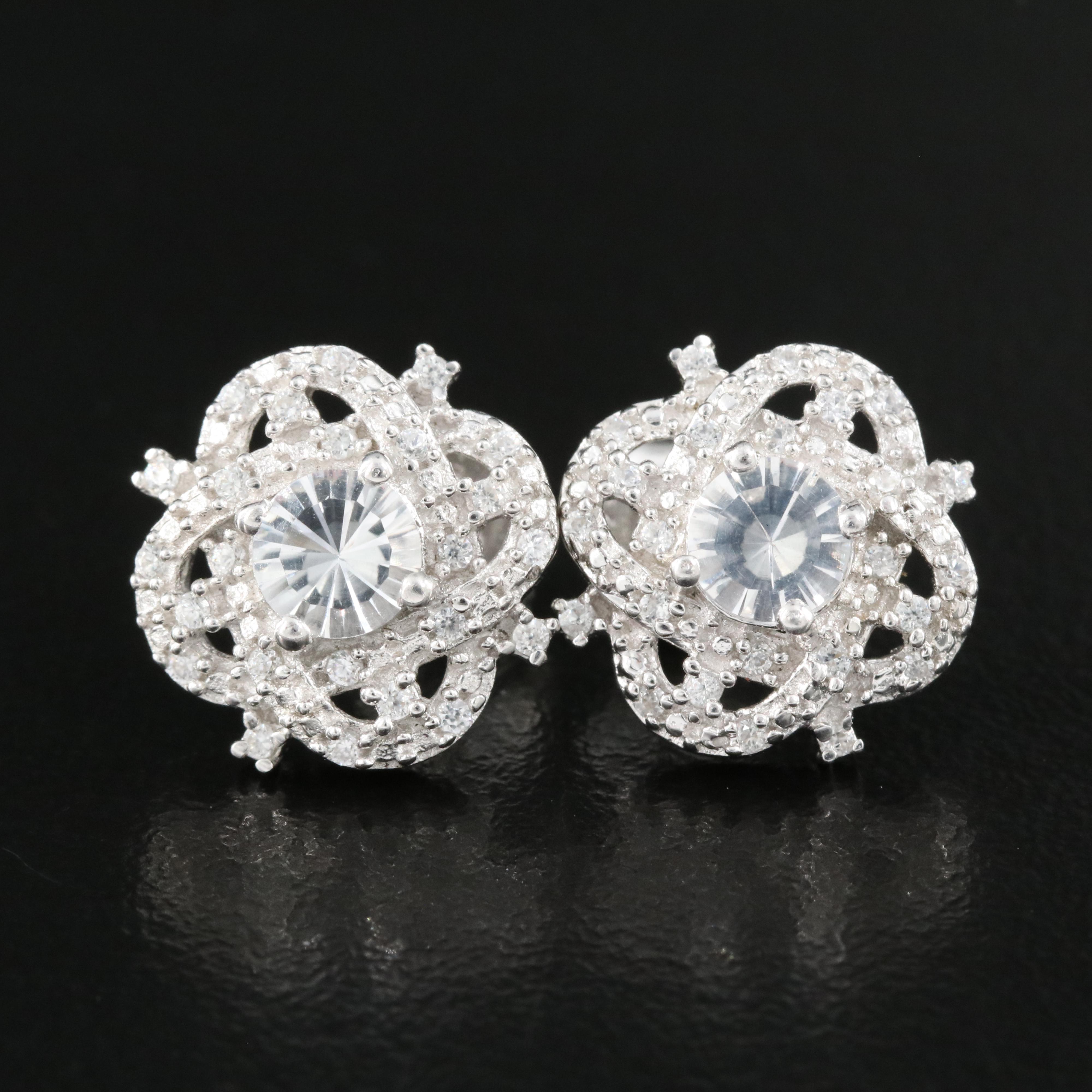 Sterling Petalite and Zircon Earrings