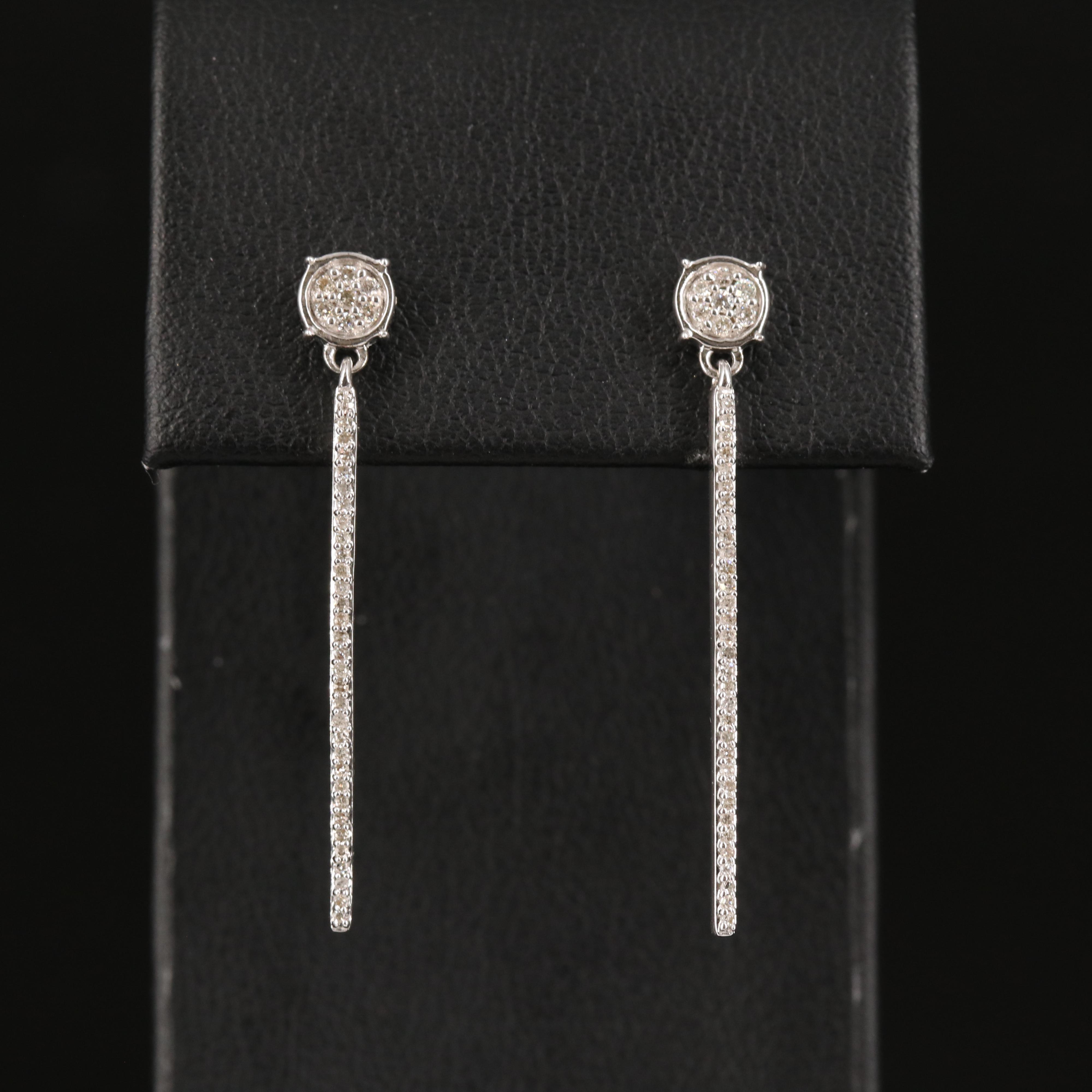 Sterling Diamond Bar Earrings