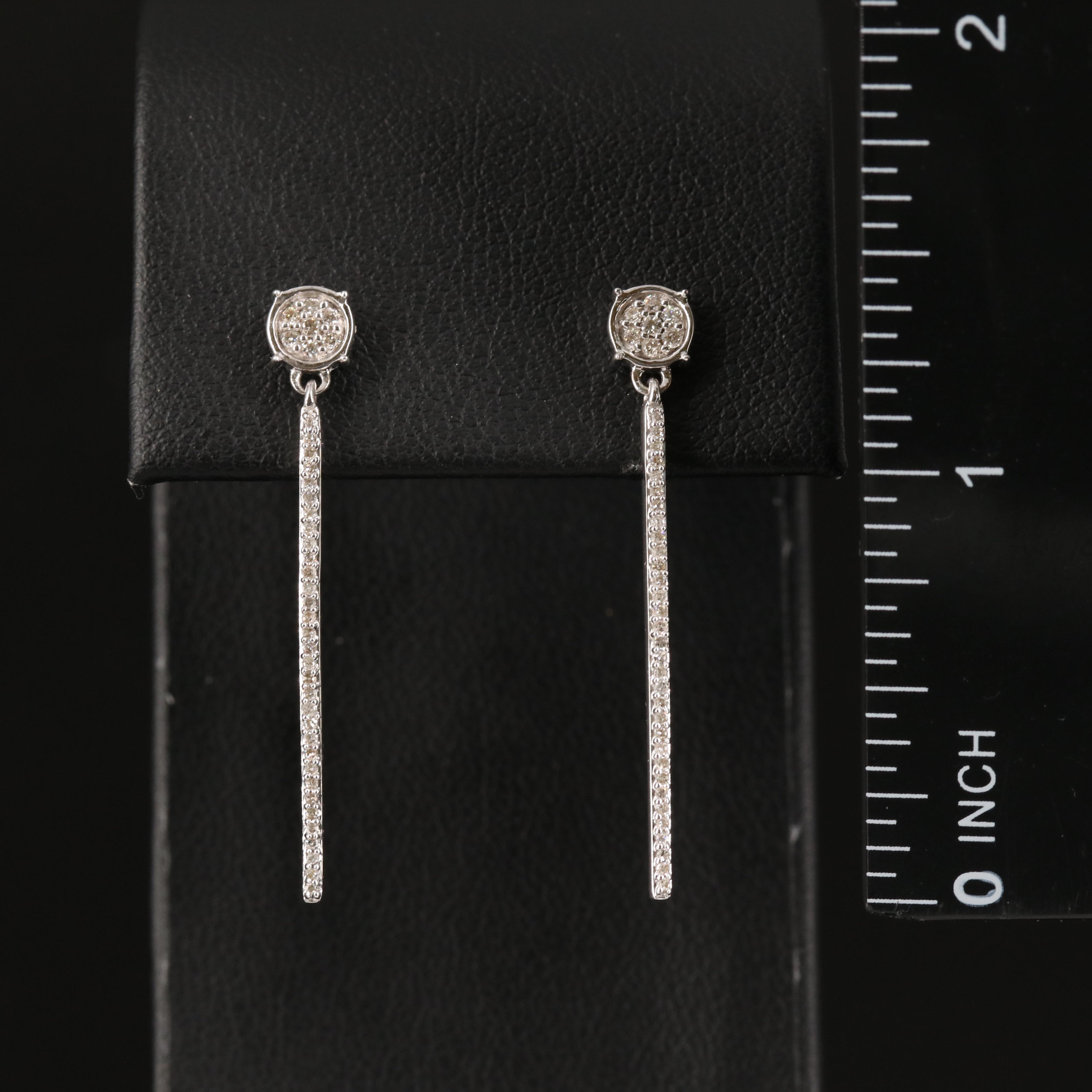 Sterling Diamond Bar Earrings