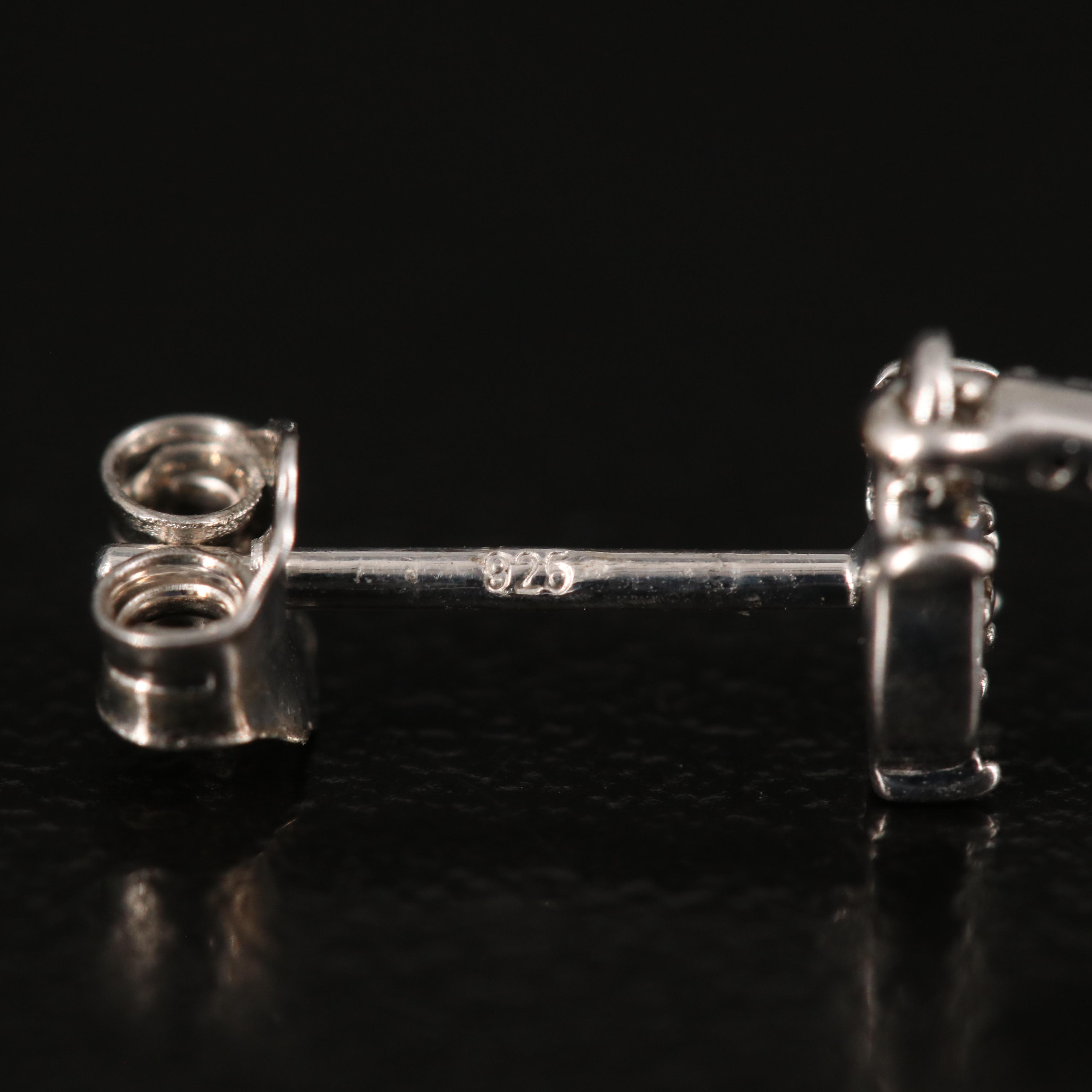 Sterling Diamond Bar Earrings