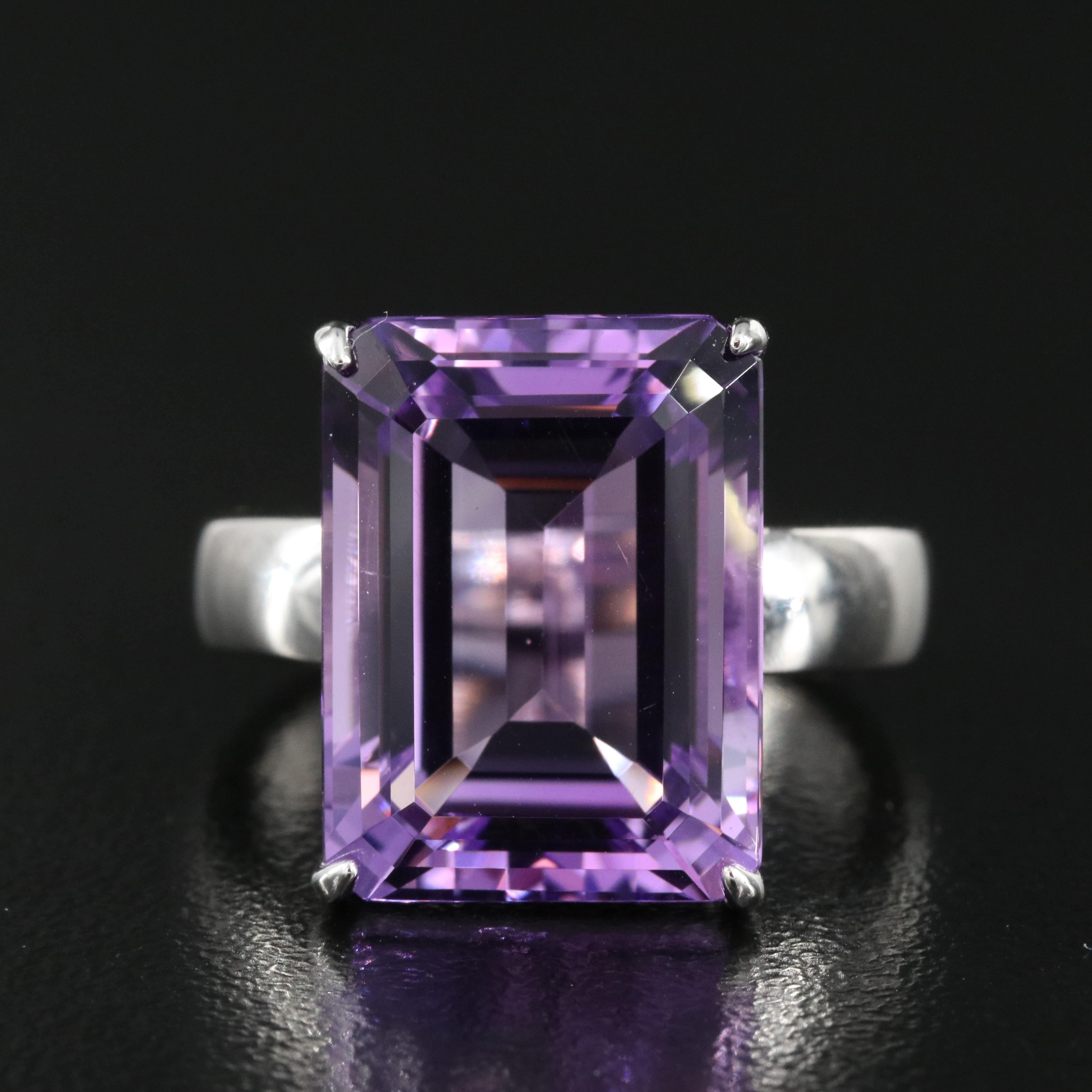 Sterling Amethyst Solitaire Ring