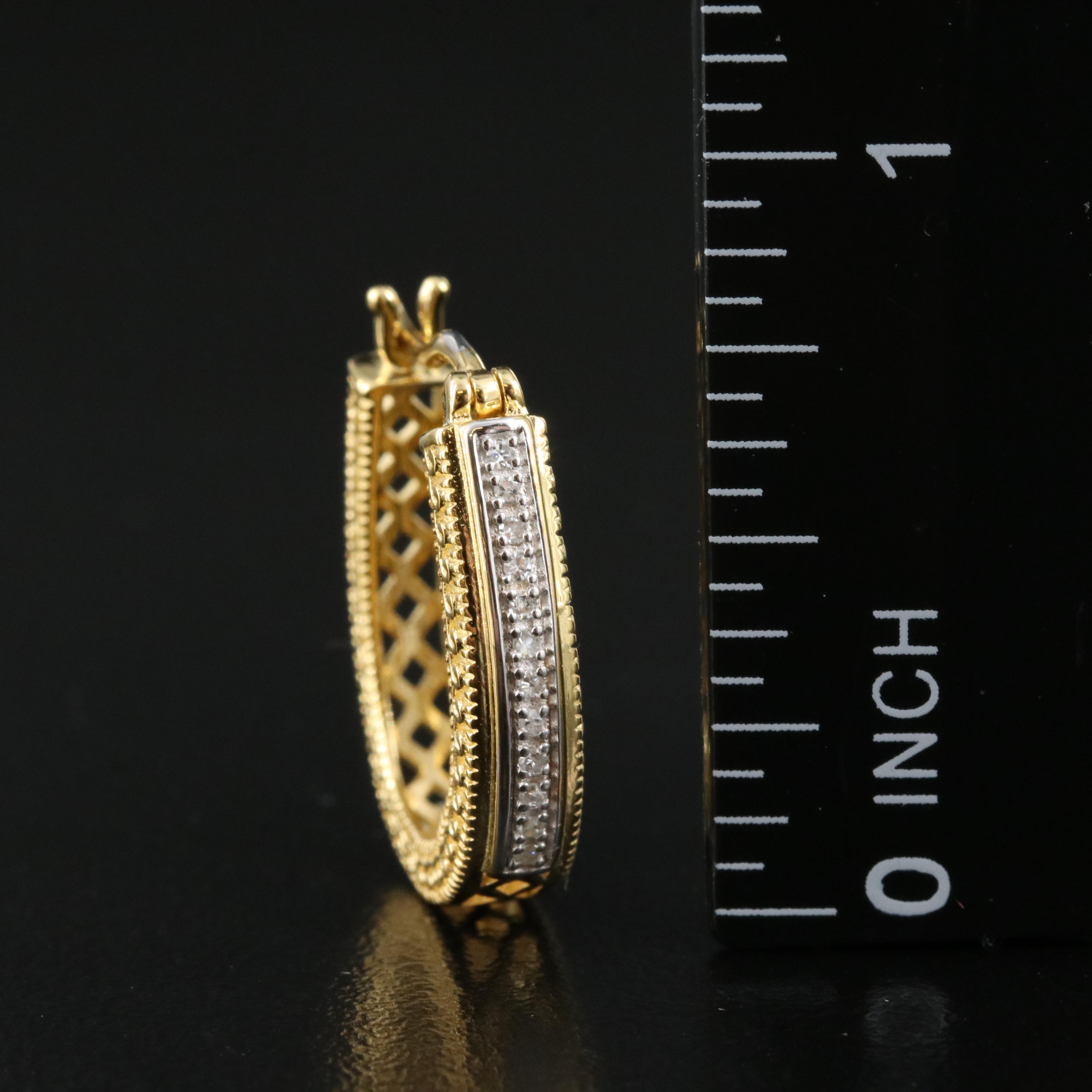 Sterling Diamond Hoop Earrings