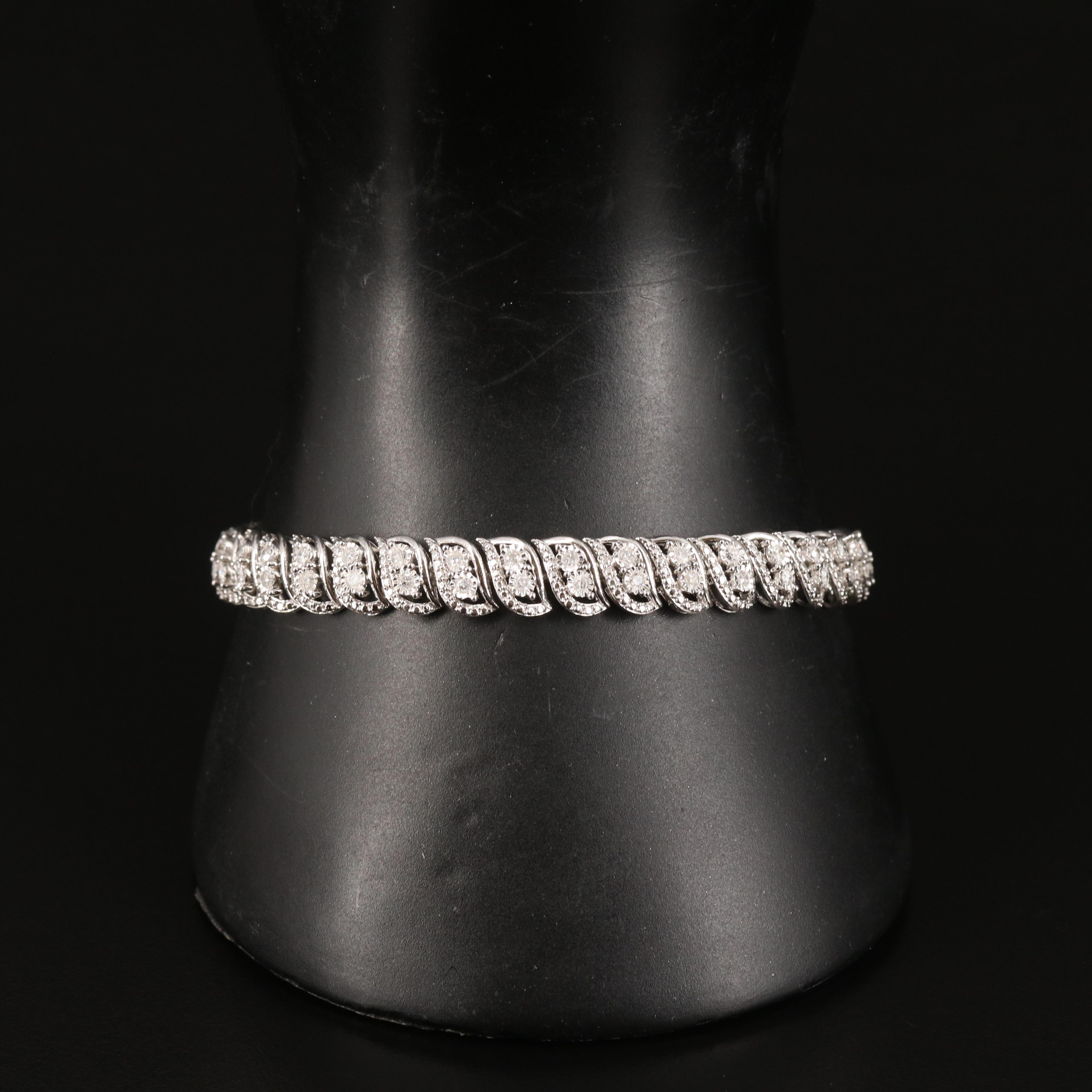 Sterling 1.02 CTW Diamond Bracelet