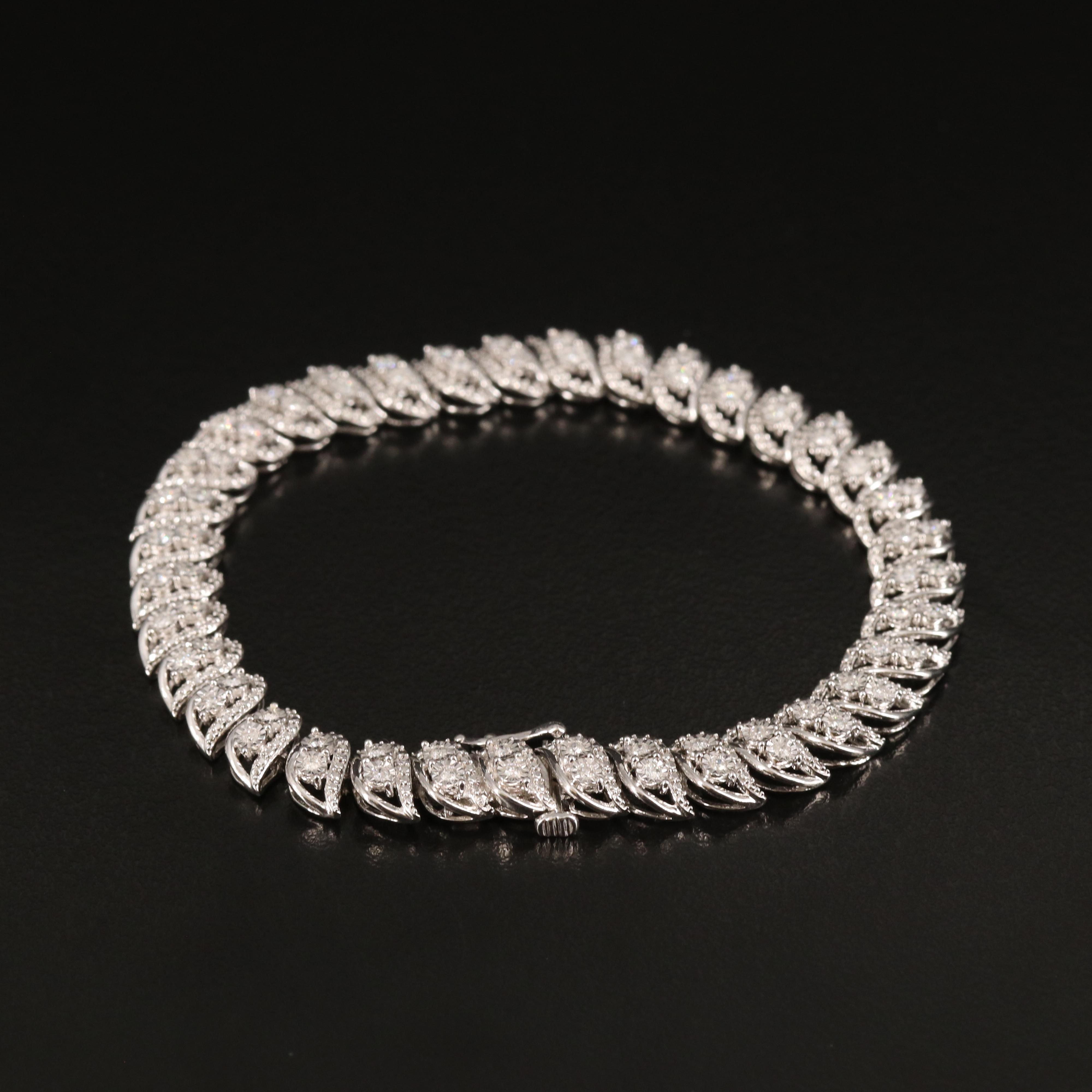Sterling 1.02 CTW Diamond Bracelet