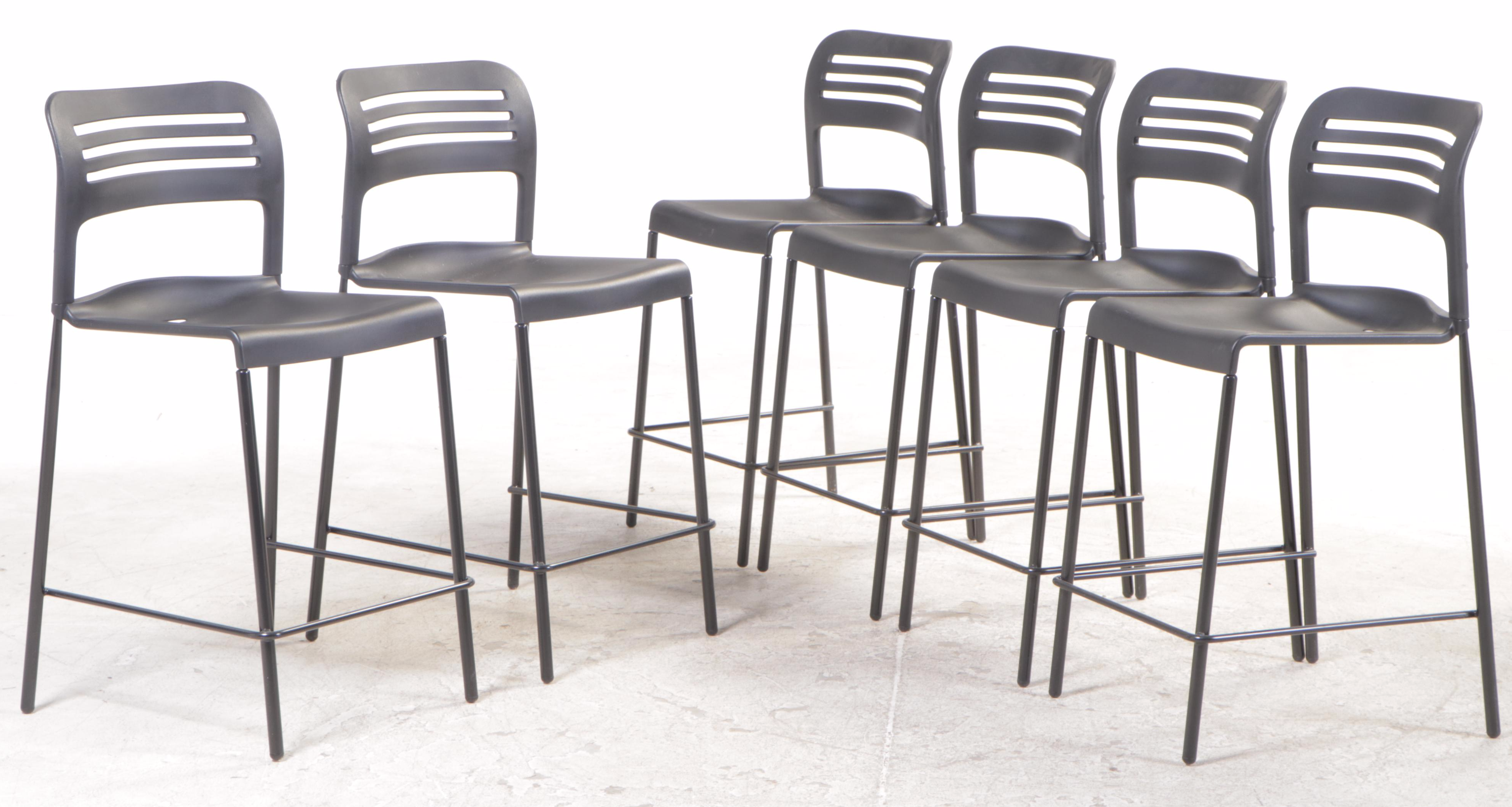 Six Alera Steel and Polypropylene Stacking Counter Stools